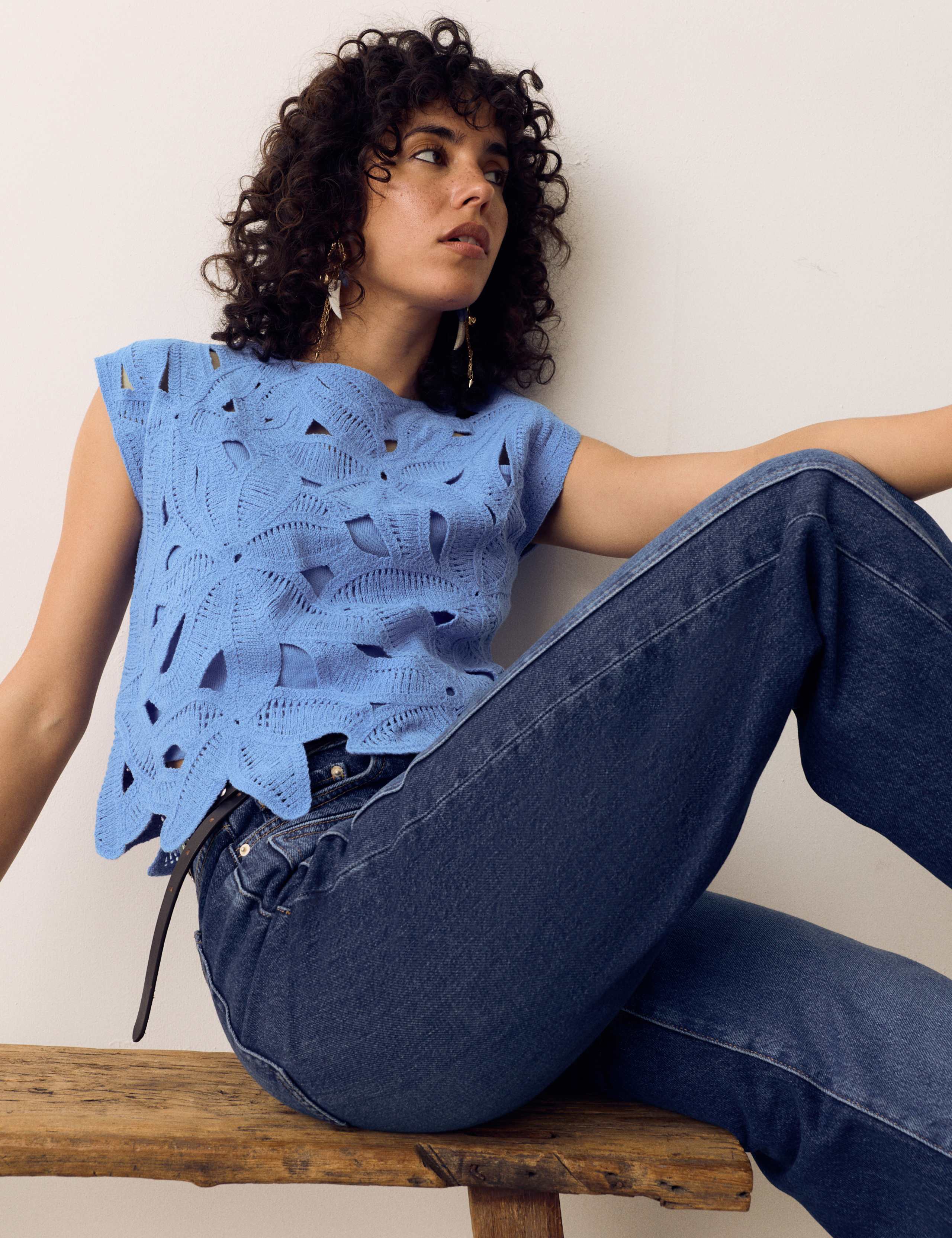 Floral Open Knit Crop Top 6 of 6