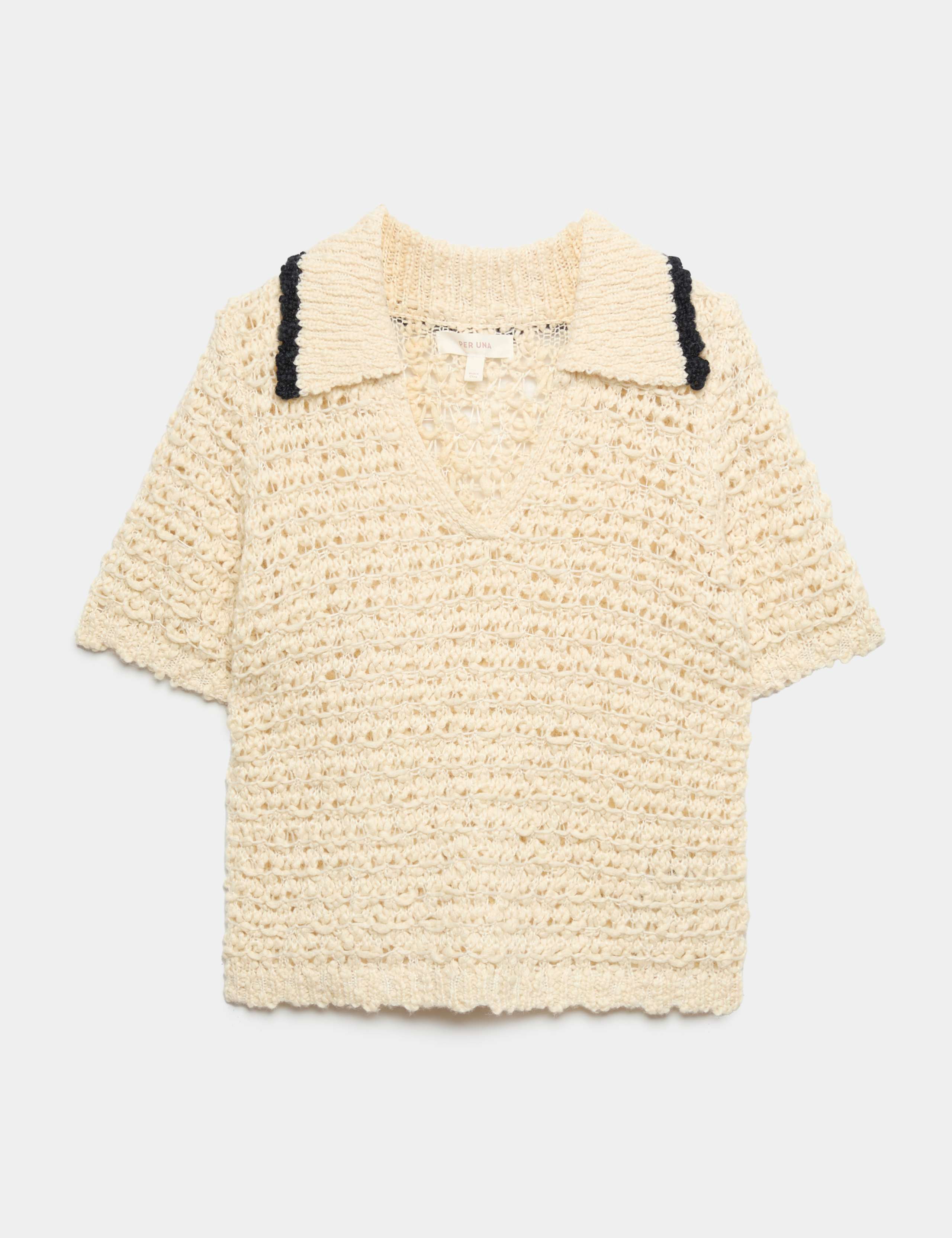 Textured Collared Short Sleeve Knitted Polo With Wool 2 of 6