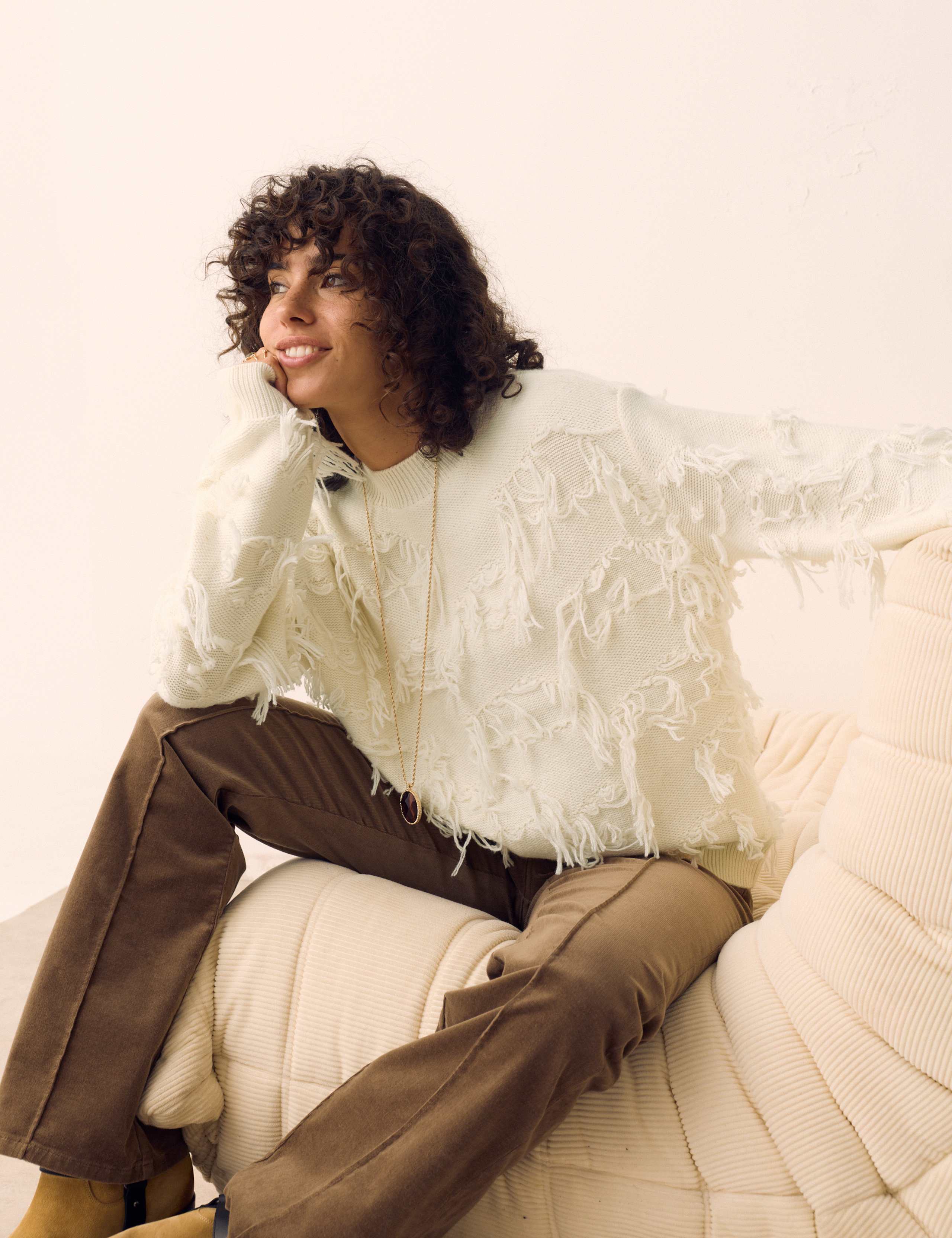 Fringe Detail Relaxed Jumper with Wool 7 of 7