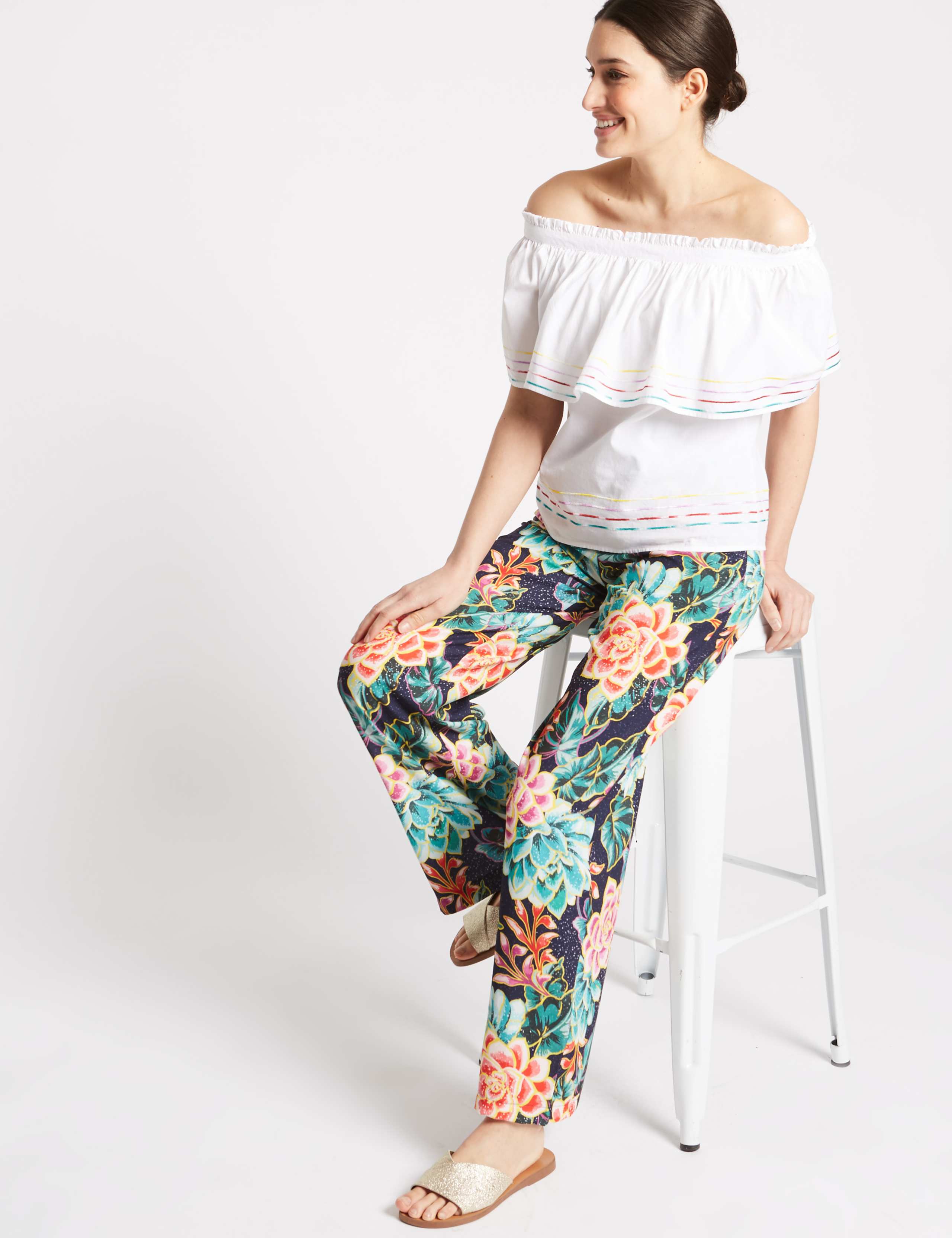 Floral Print Wide Leg Trousers 2 of 6
