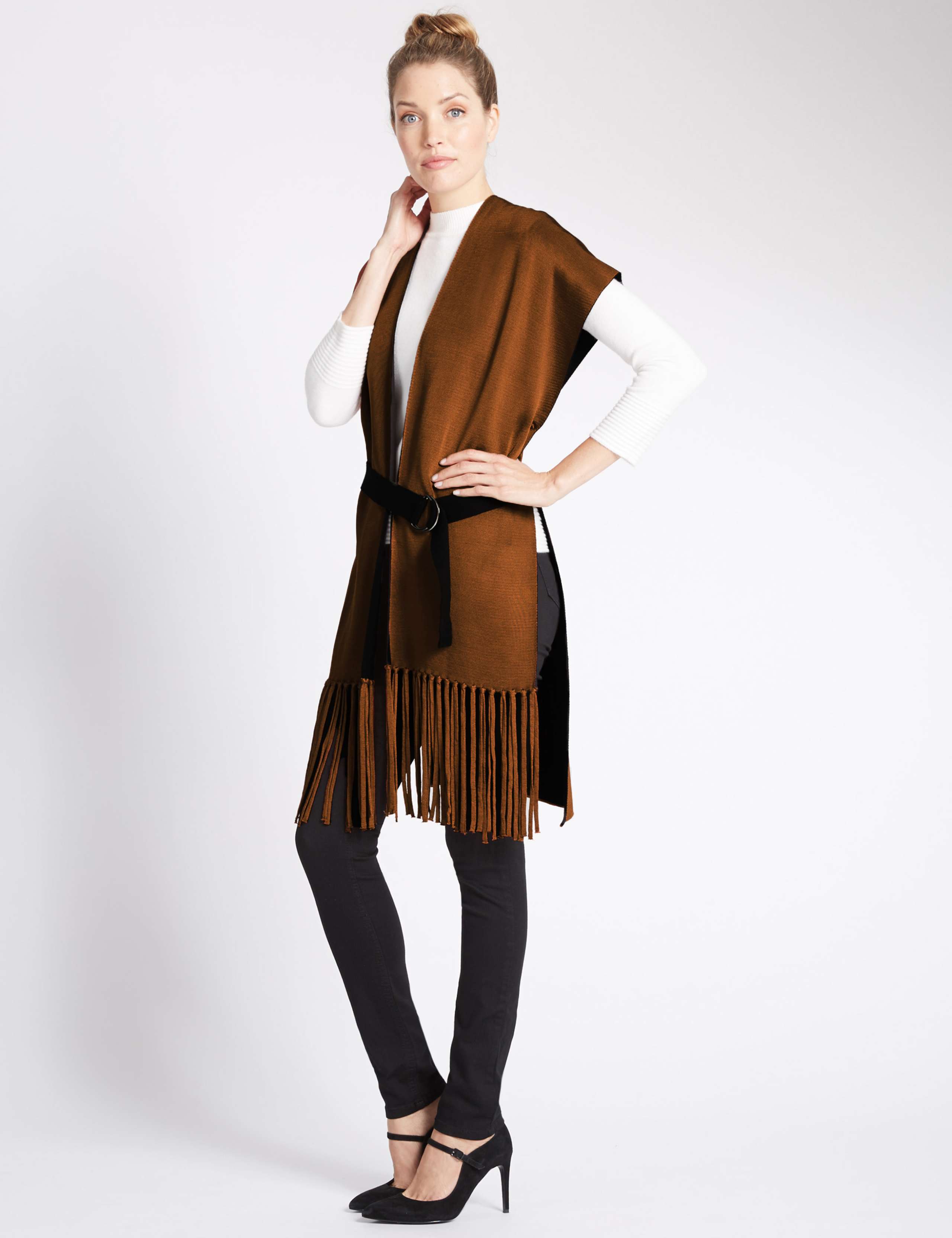 Fringe Tabard Sleeveless Cardigan 1 of 4