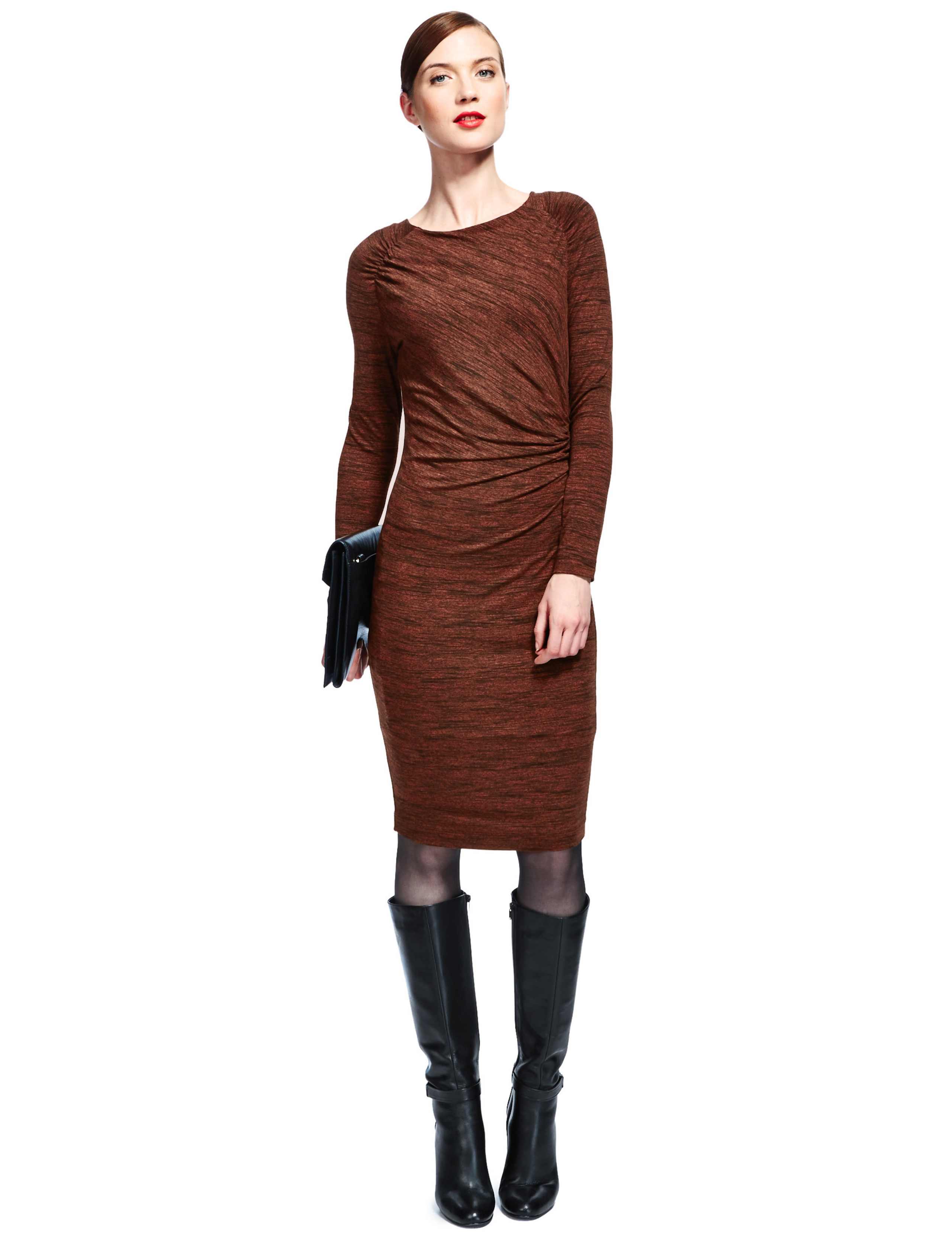 Side Gathered Marl Bodycon Dress 1 of 4
