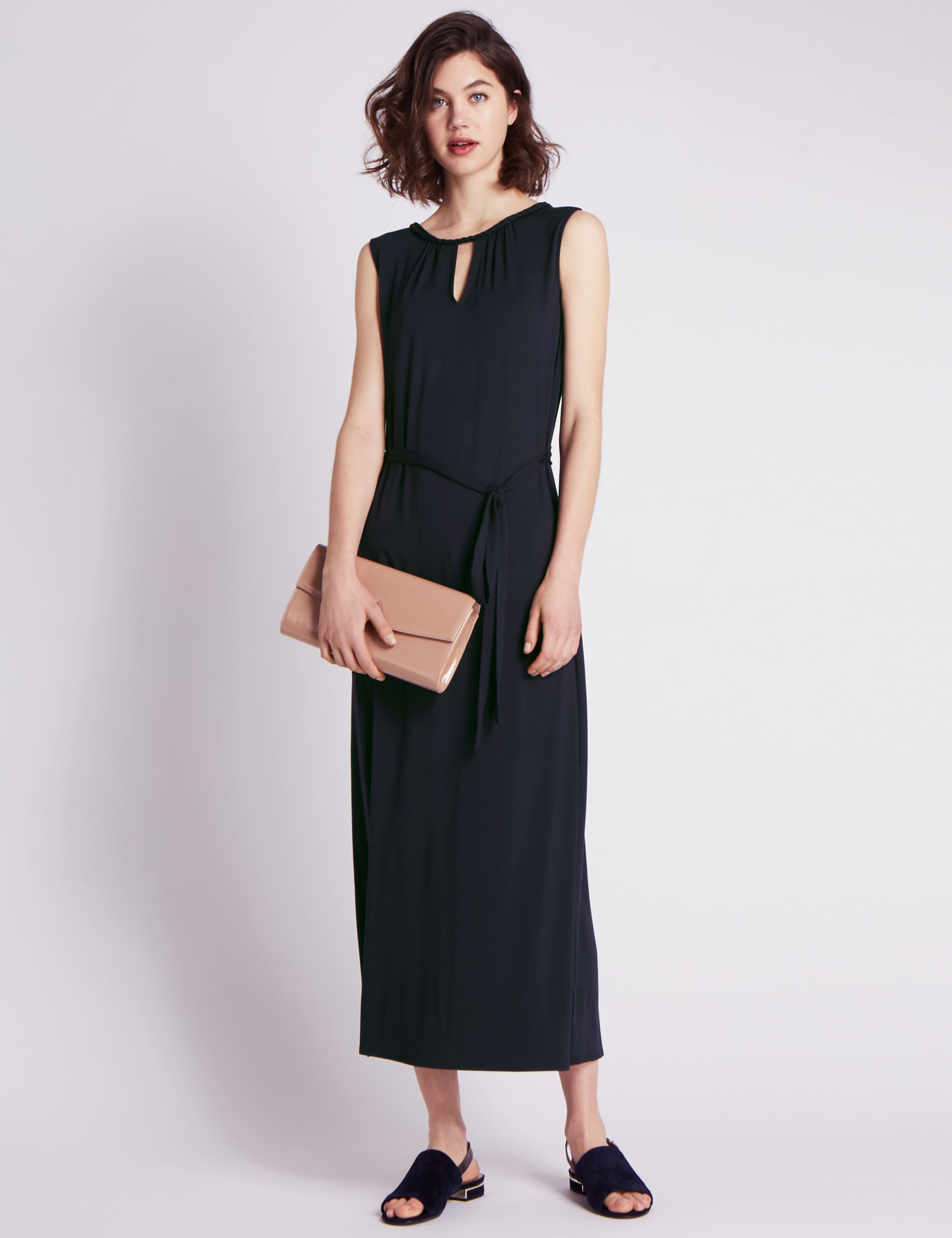 Plaited Neckline Belted Maxi Dress 1 of 3