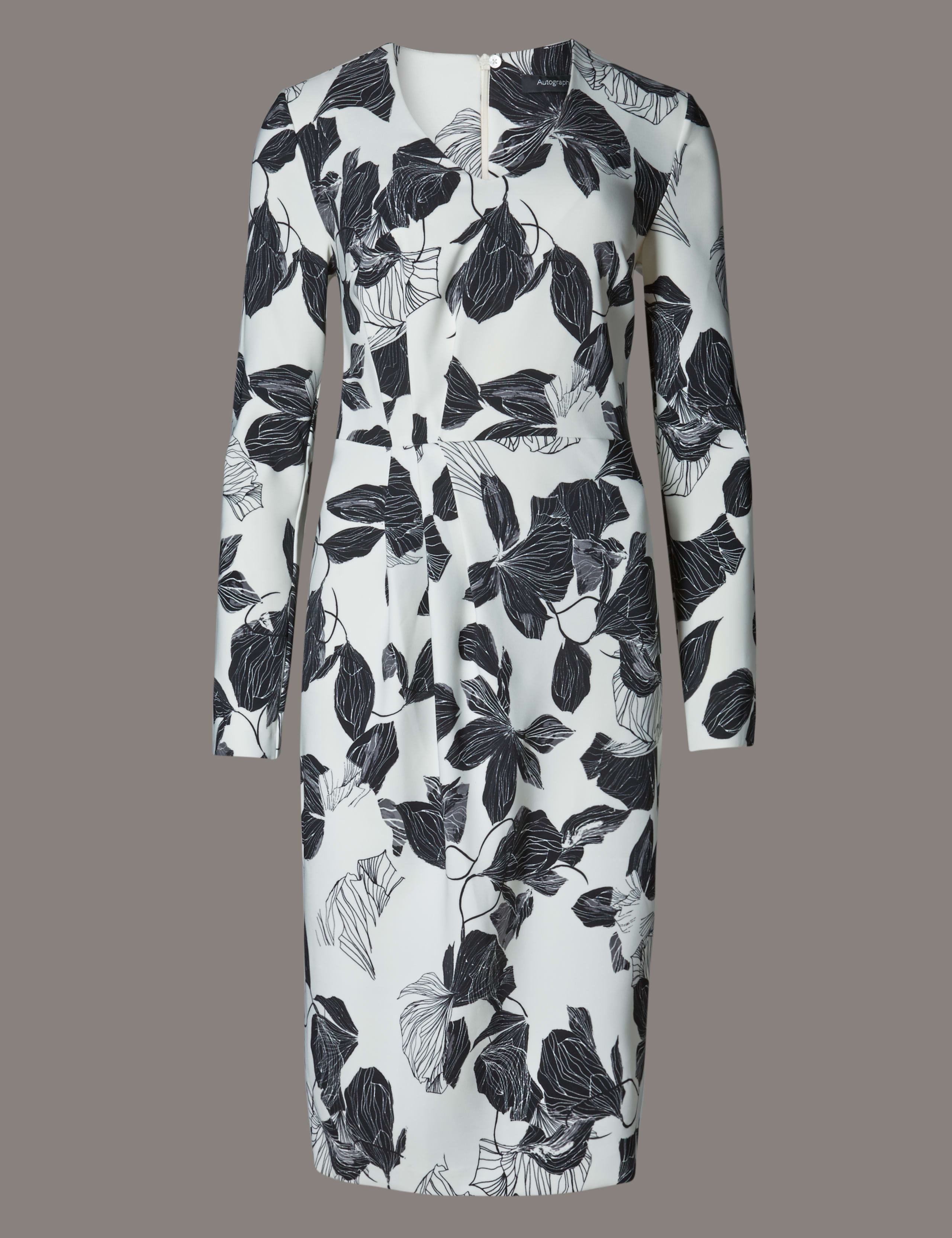 Monochrome Floral Scuba Bodycon Dress 2 of 3