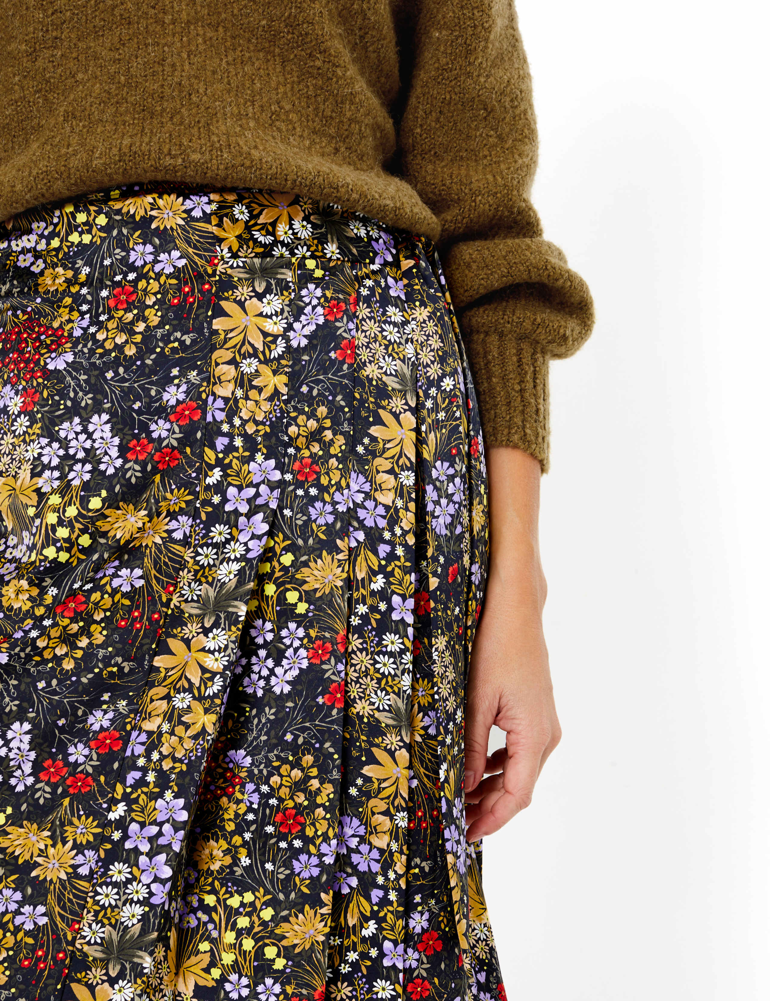 Satin Floral Print Wrap Midi Skirt 5 of 7