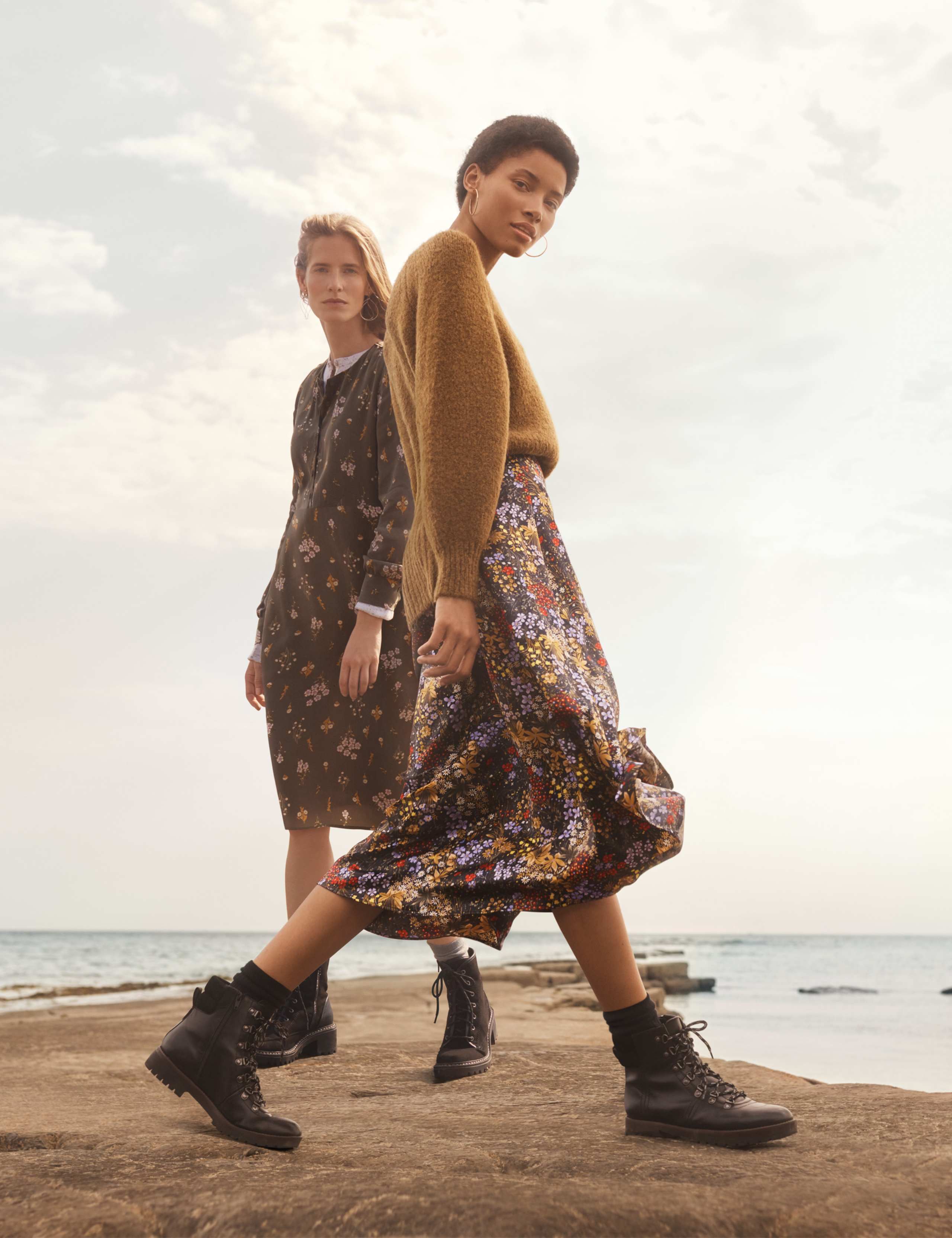 Satin Floral Print Wrap Midi Skirt 2 of 7