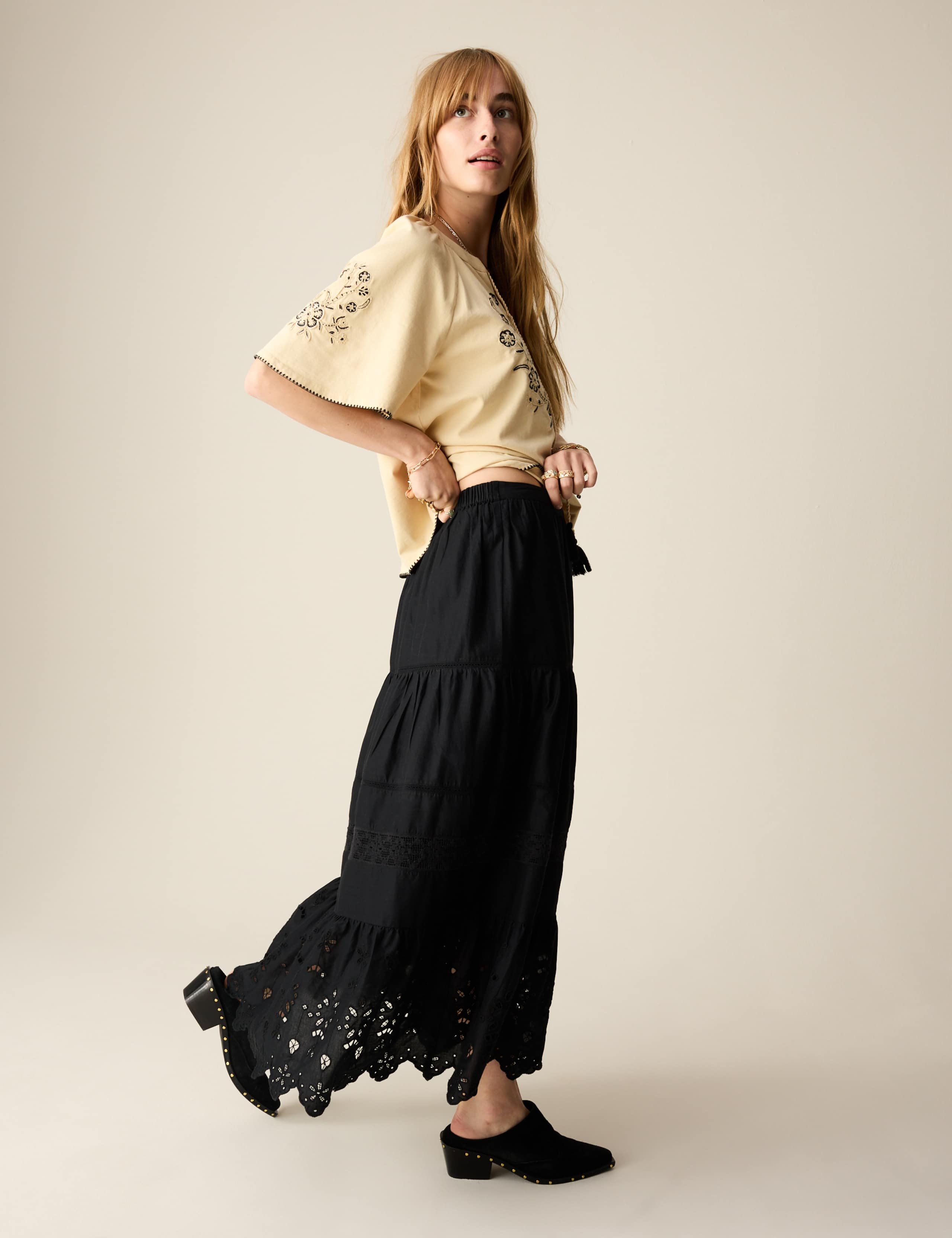 Pure Cotton Midaxi Tiered Skirt 5 of 5