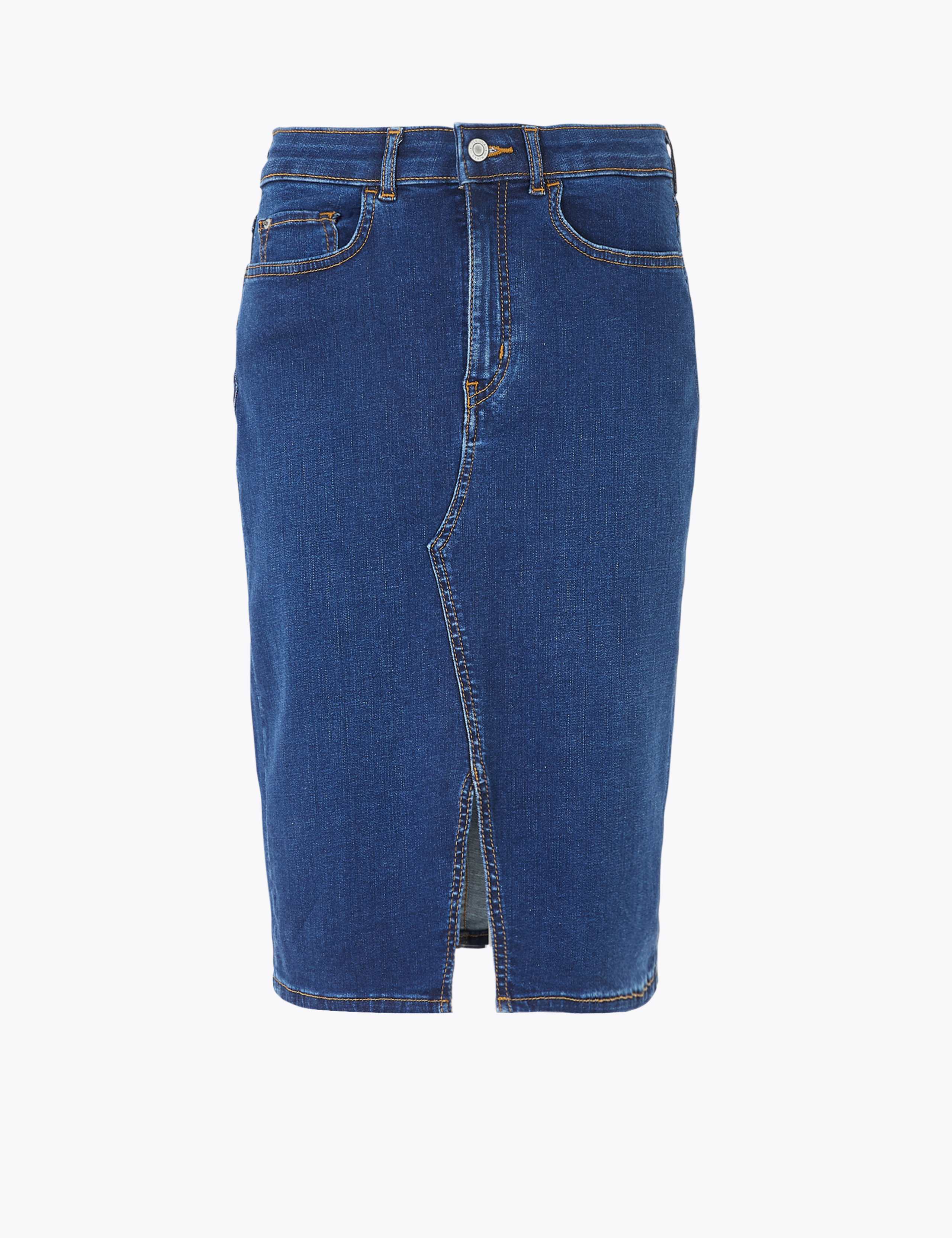 Denim Knee Length Pencil Skirt 2 of 4