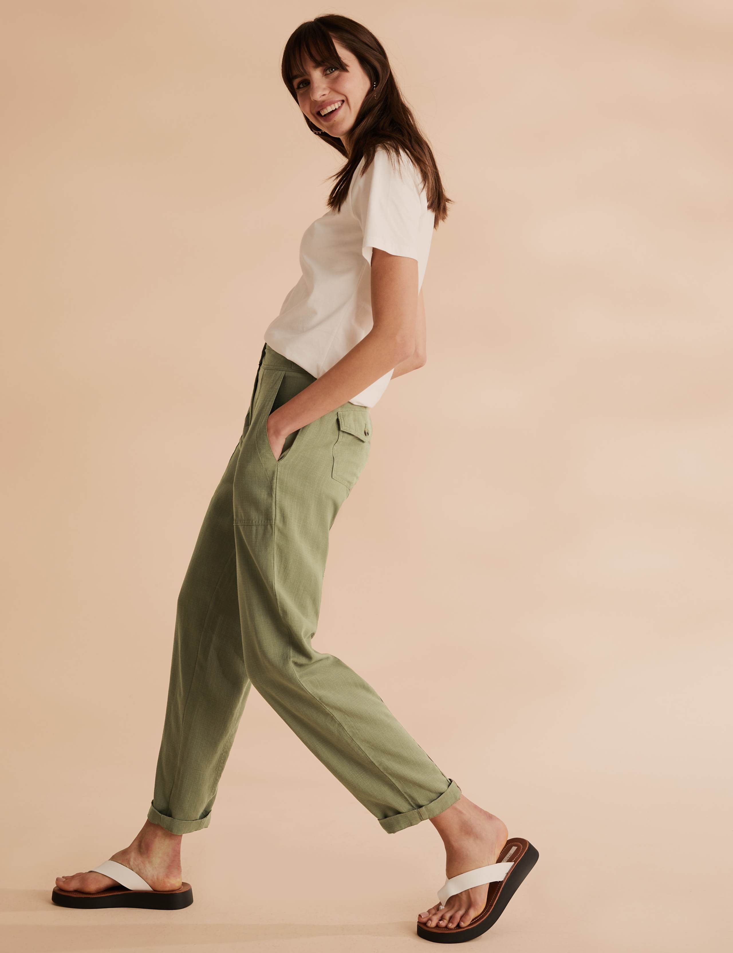 Tencel™ Cargo Straight Ankle Grazer Trousers 3 of 6