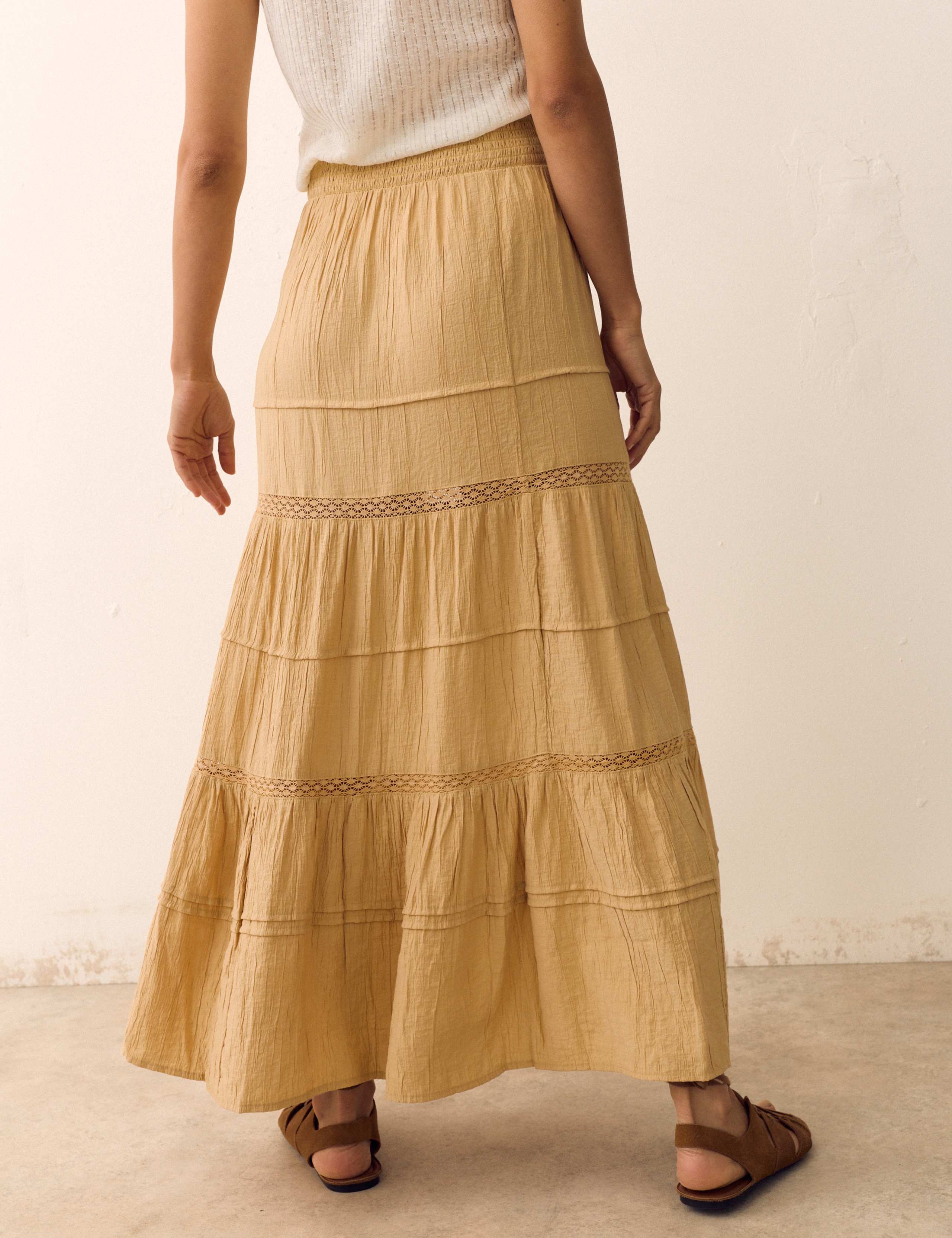 Lace Detail Pintuck Maxi Tiered Skirt 5 of 6