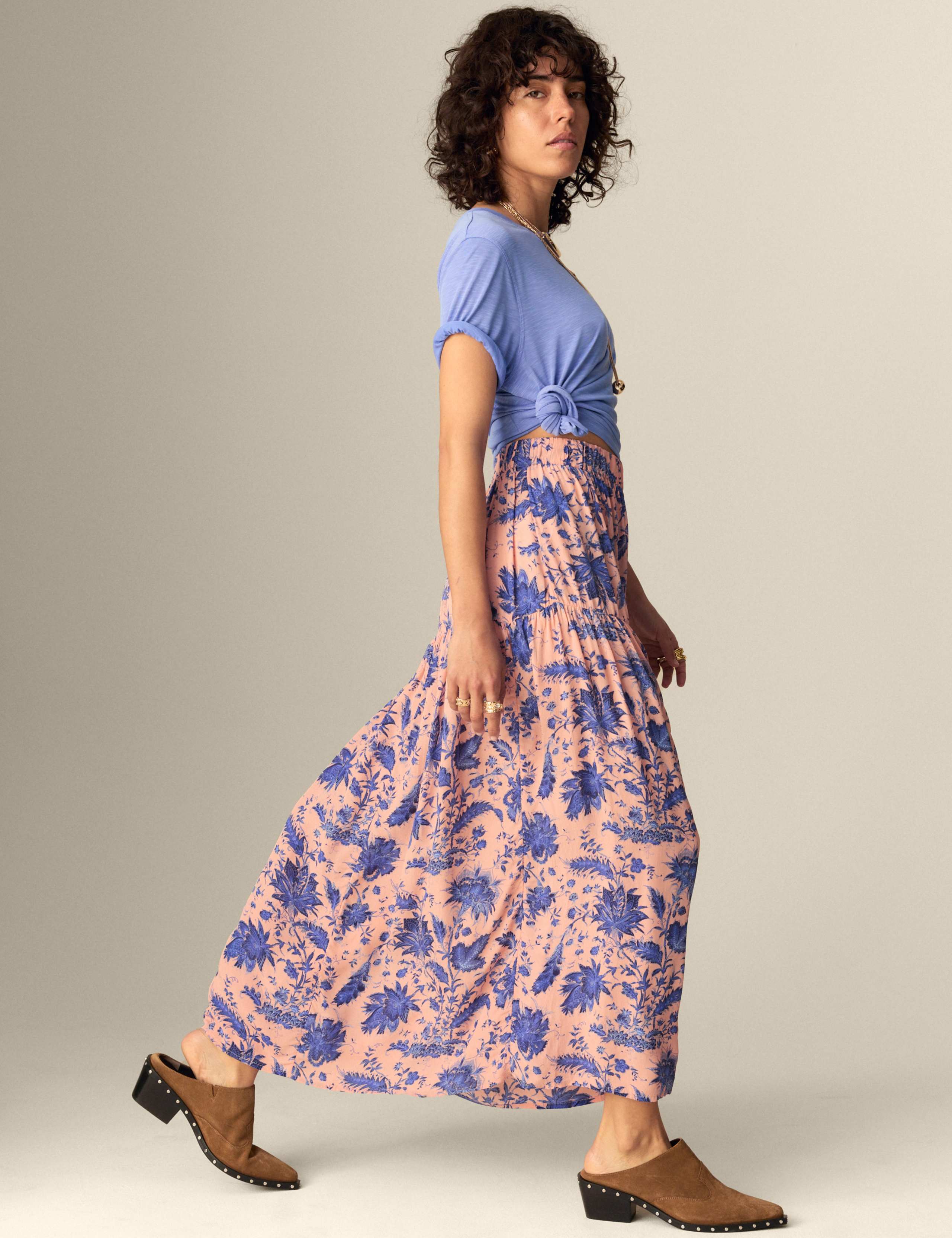 Floral Pleated Maxi Skirt 4 of 5