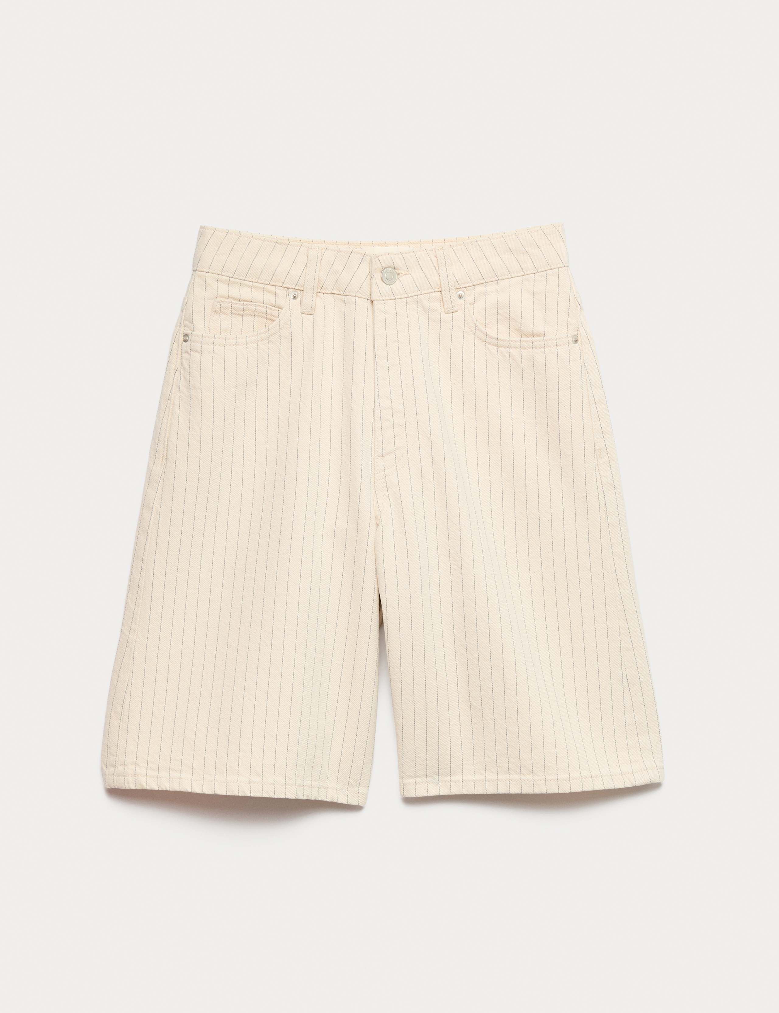 Cotton Rich Denim Striped Bermuda Shorts 2 of 6