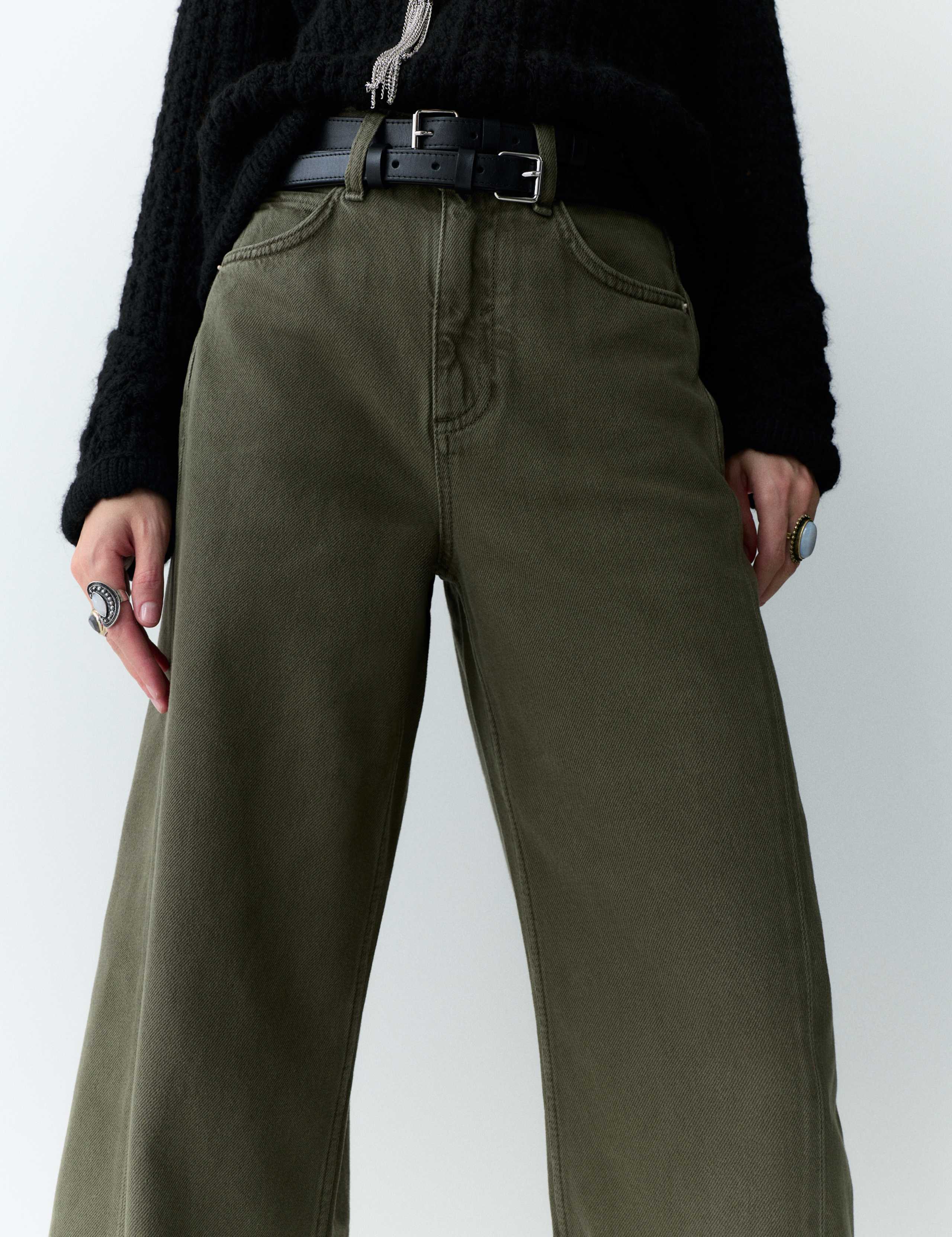 Lyocell Blend High Waisted Wide Leg Jeans 4 of 5