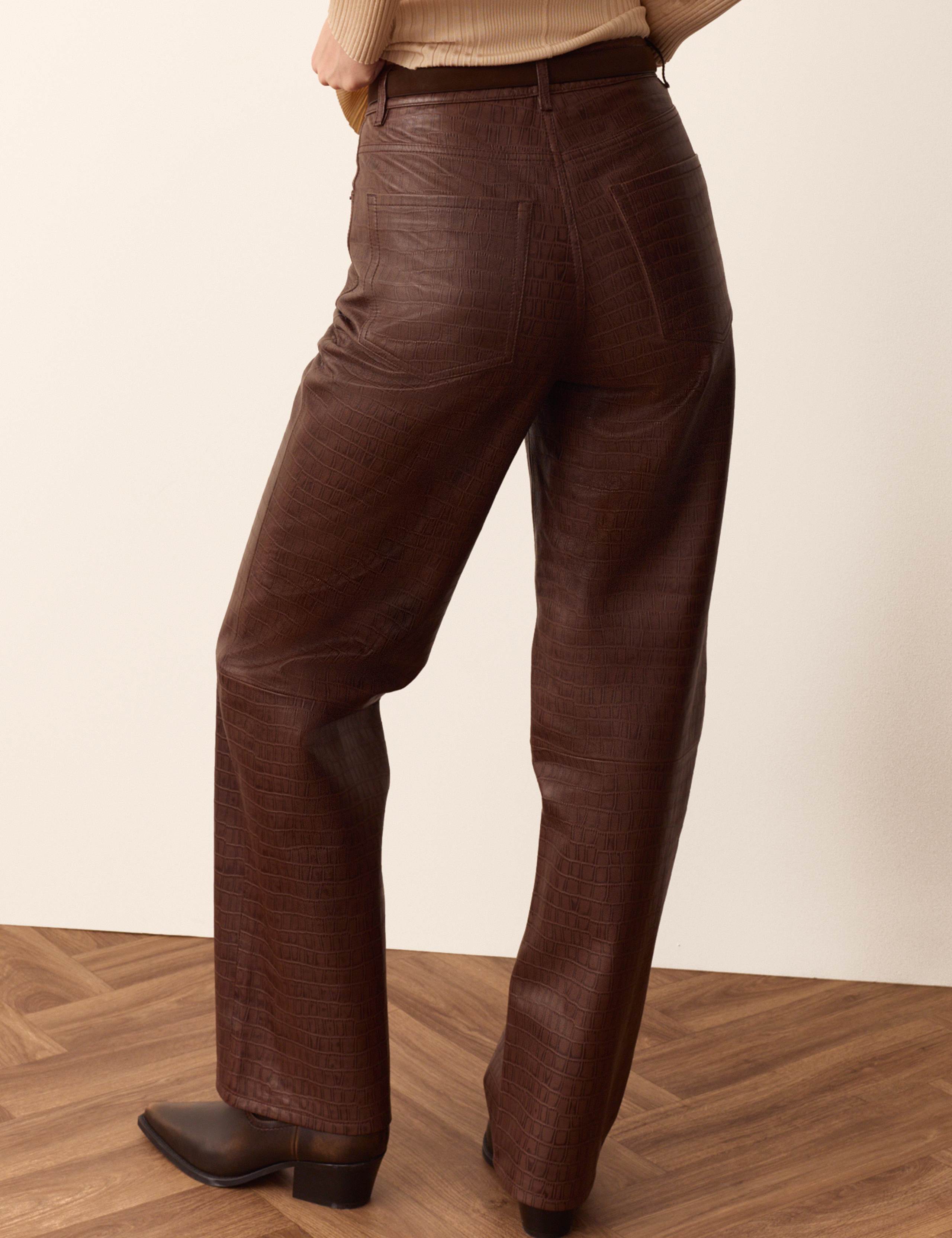 Leather Textured  Straight Leg Trousers 4 of 6