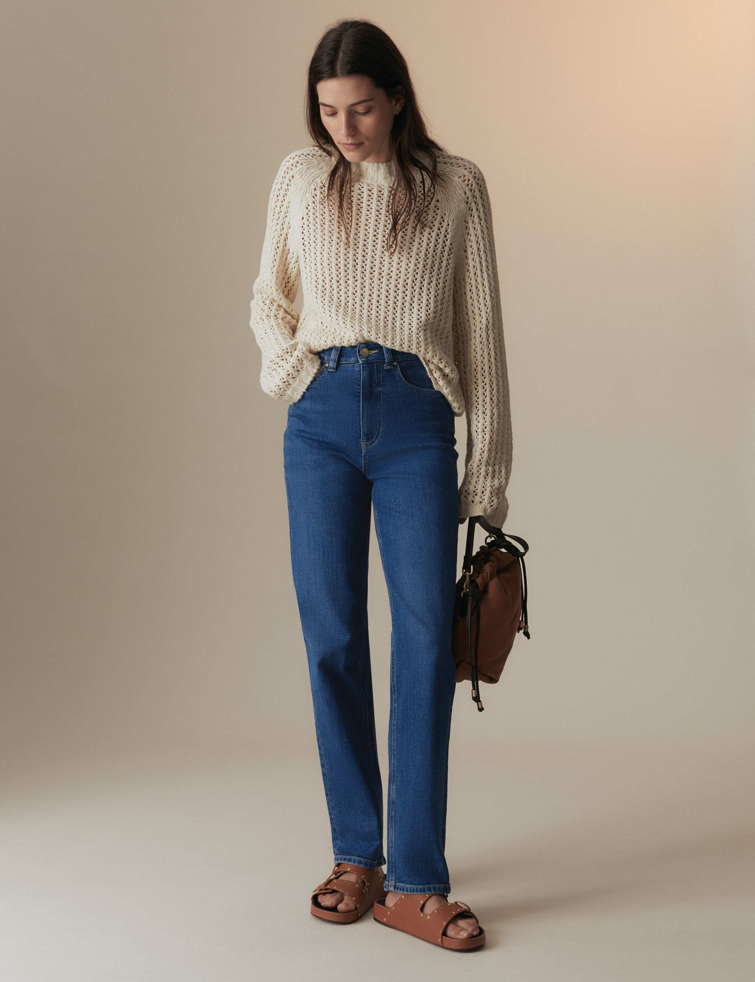 Girlfriend Mid Rise Straight Leg Jeans 1 of 5
