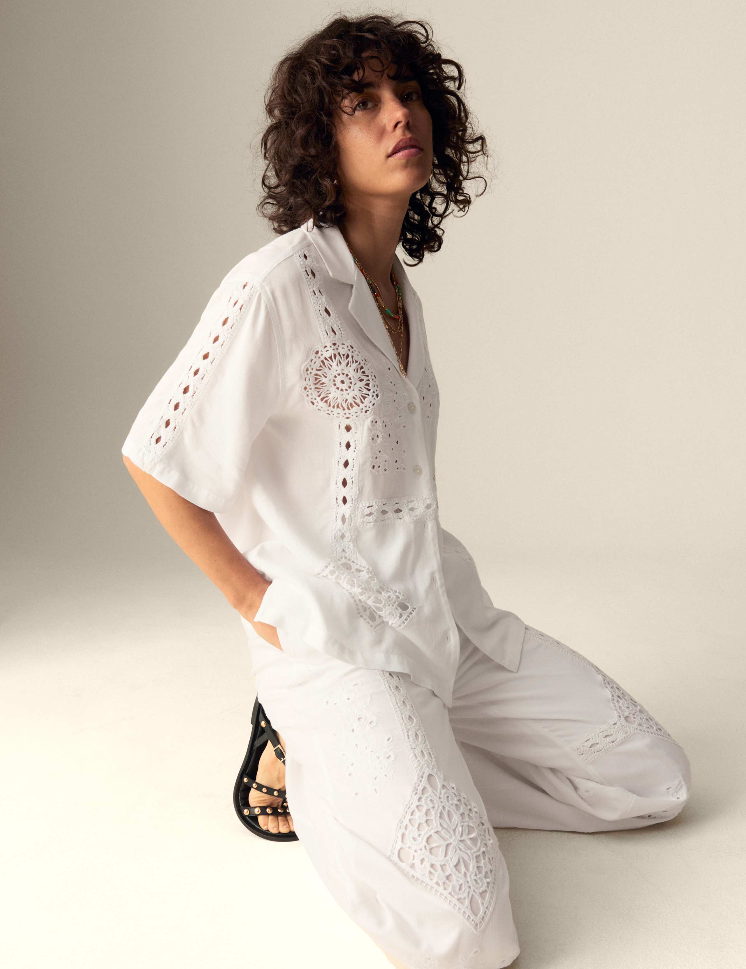 Embroidered Wide Leg Trousers 3 of 5