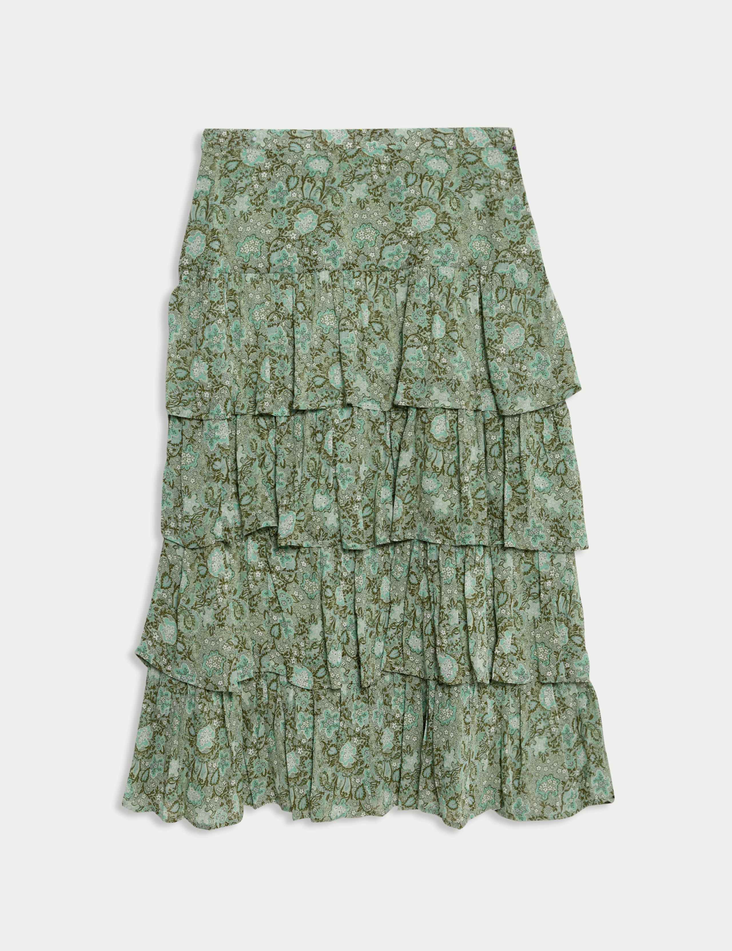 Printed Tiered Ruffle Maxi Skirt 2 of 5
