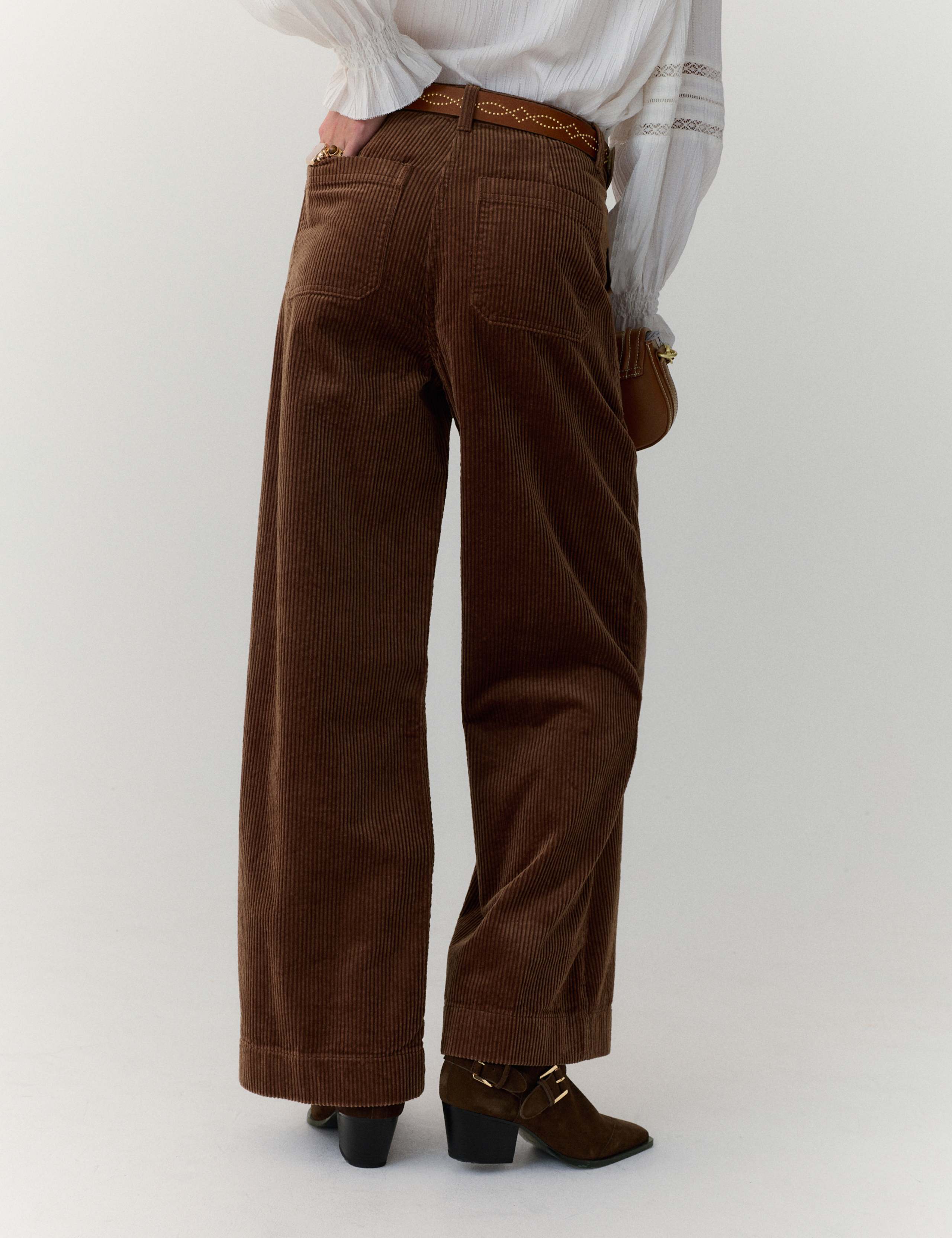 Pure Cotton Cord Wide Leg Trousers 4 of 5