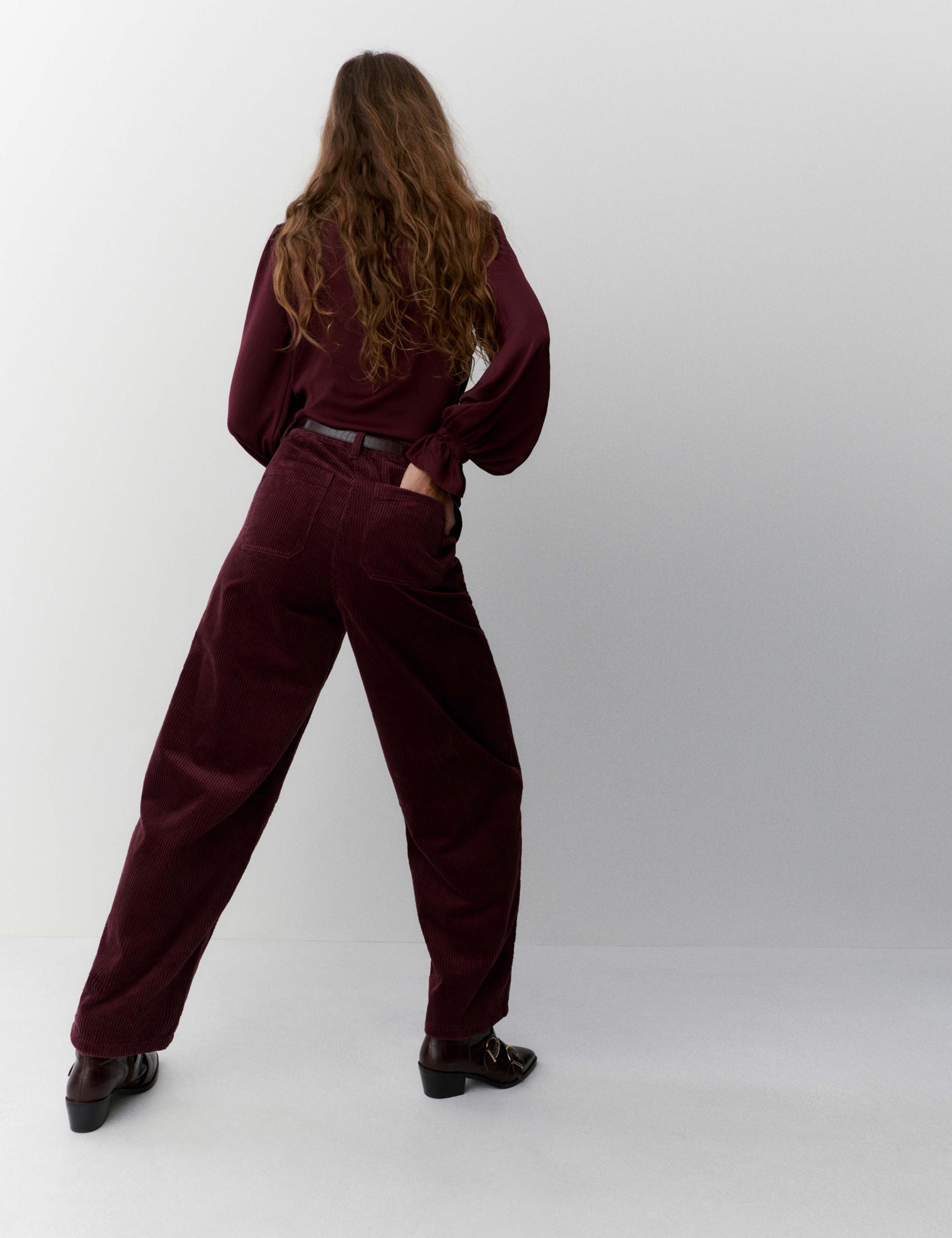 Pure Cotton Cord Barrel Leg Trousers 3 of 5