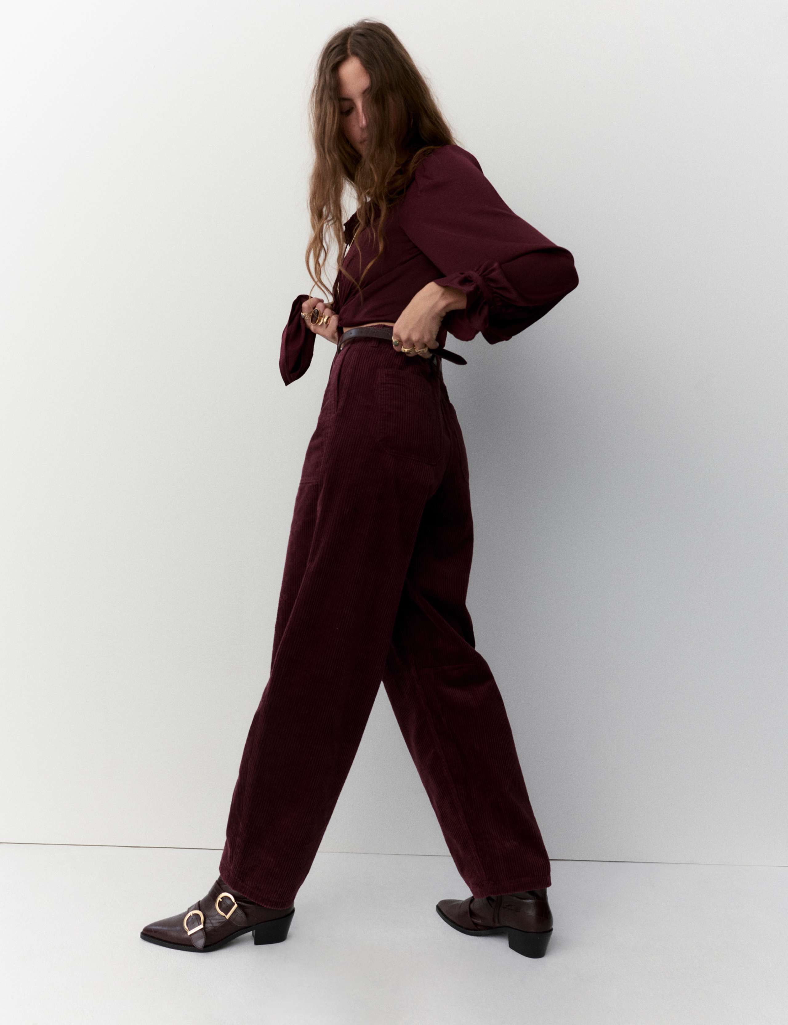 Pure Cotton Cord Barrel Leg Trousers 5 of 5