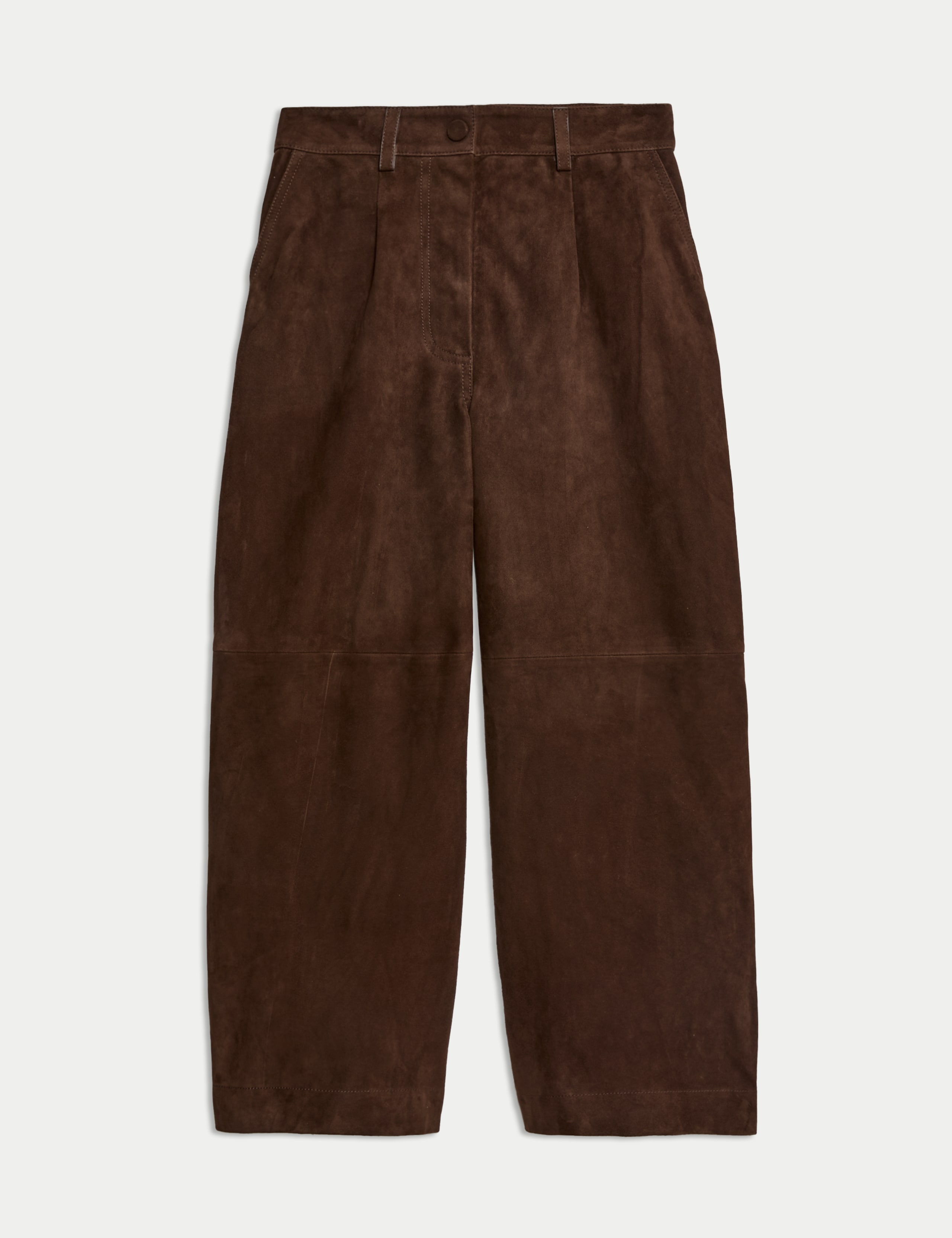 Suede Wide Leg Cropped Trousers 2 of 6