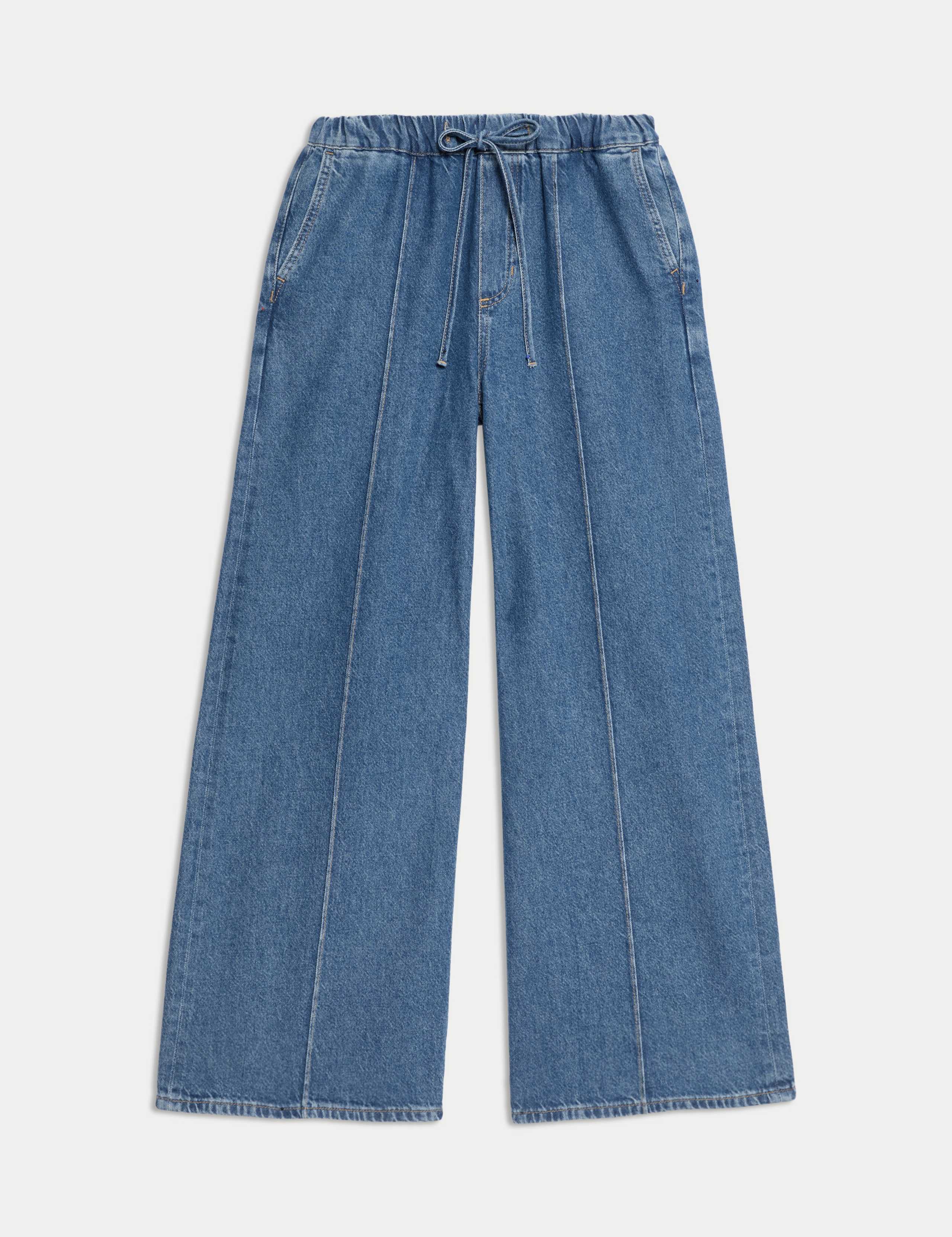 Lyocell Blend Pintuck Wide Leg Jeans 2 of 5