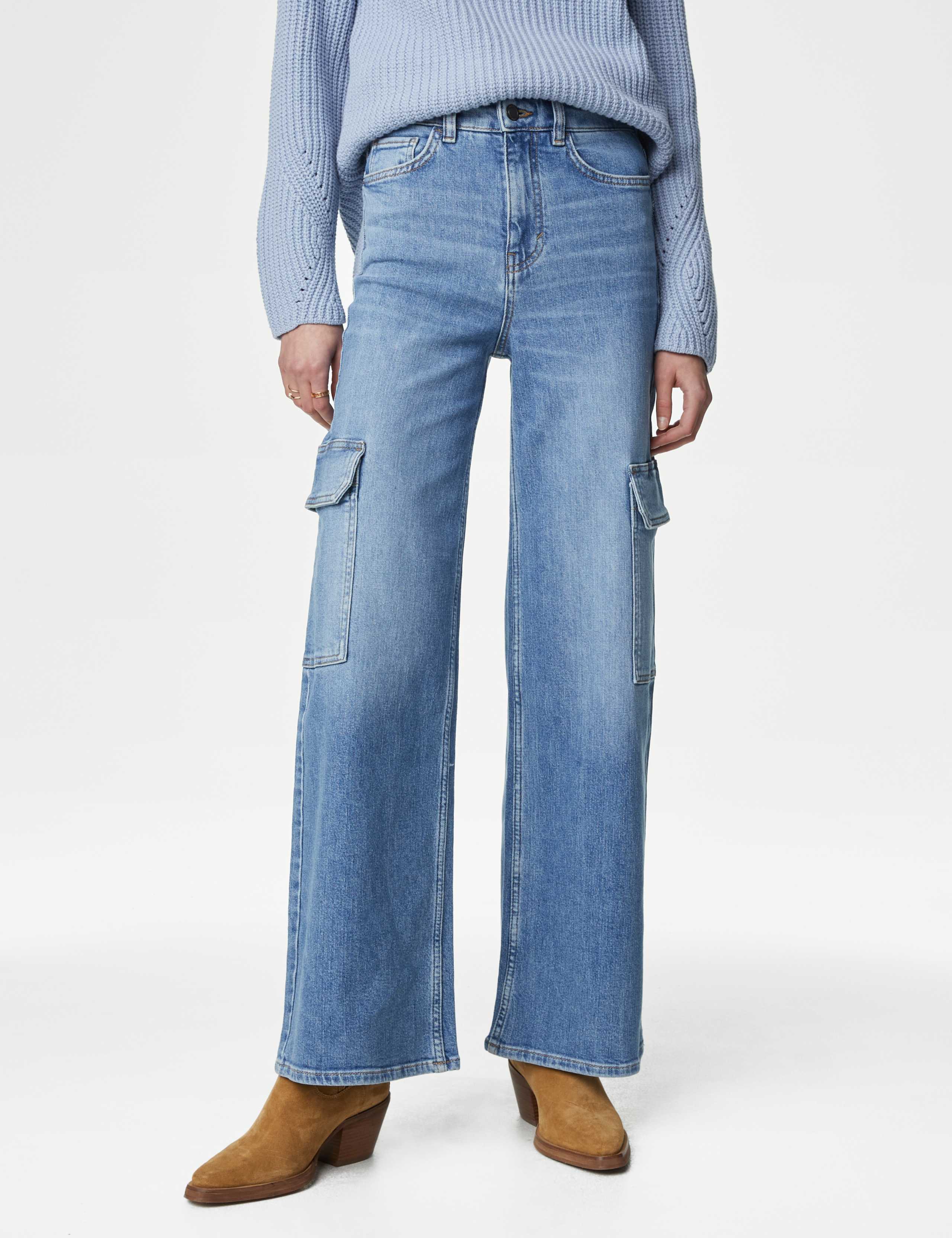 High Waisted Wide Leg Cargo Jeans 4 of 5