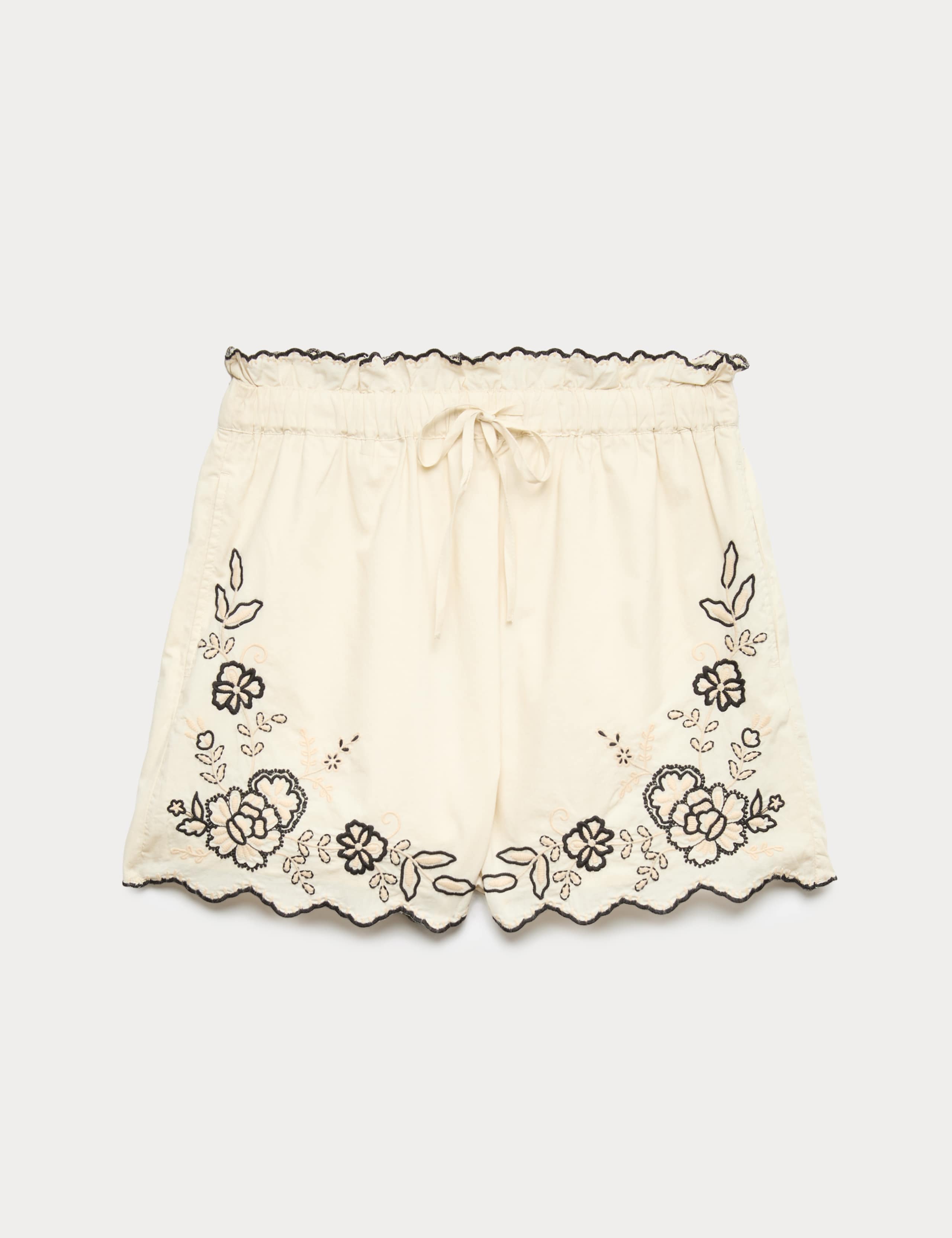 Pure Cotton Embroidered High Waisted Shorts 2 of 7