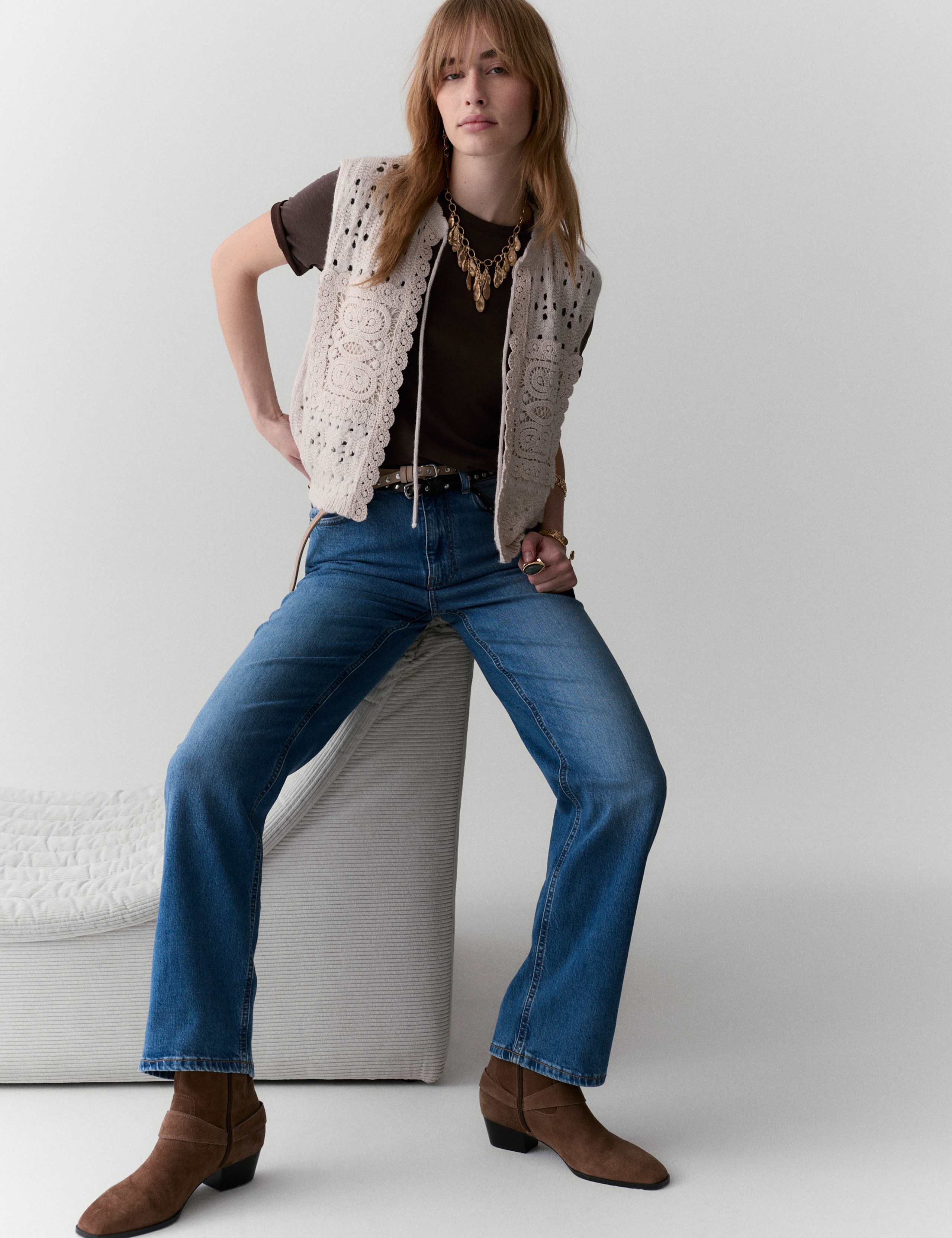 Mid Rise Straight Leg Ankle Grazer Jeans 4 of 6