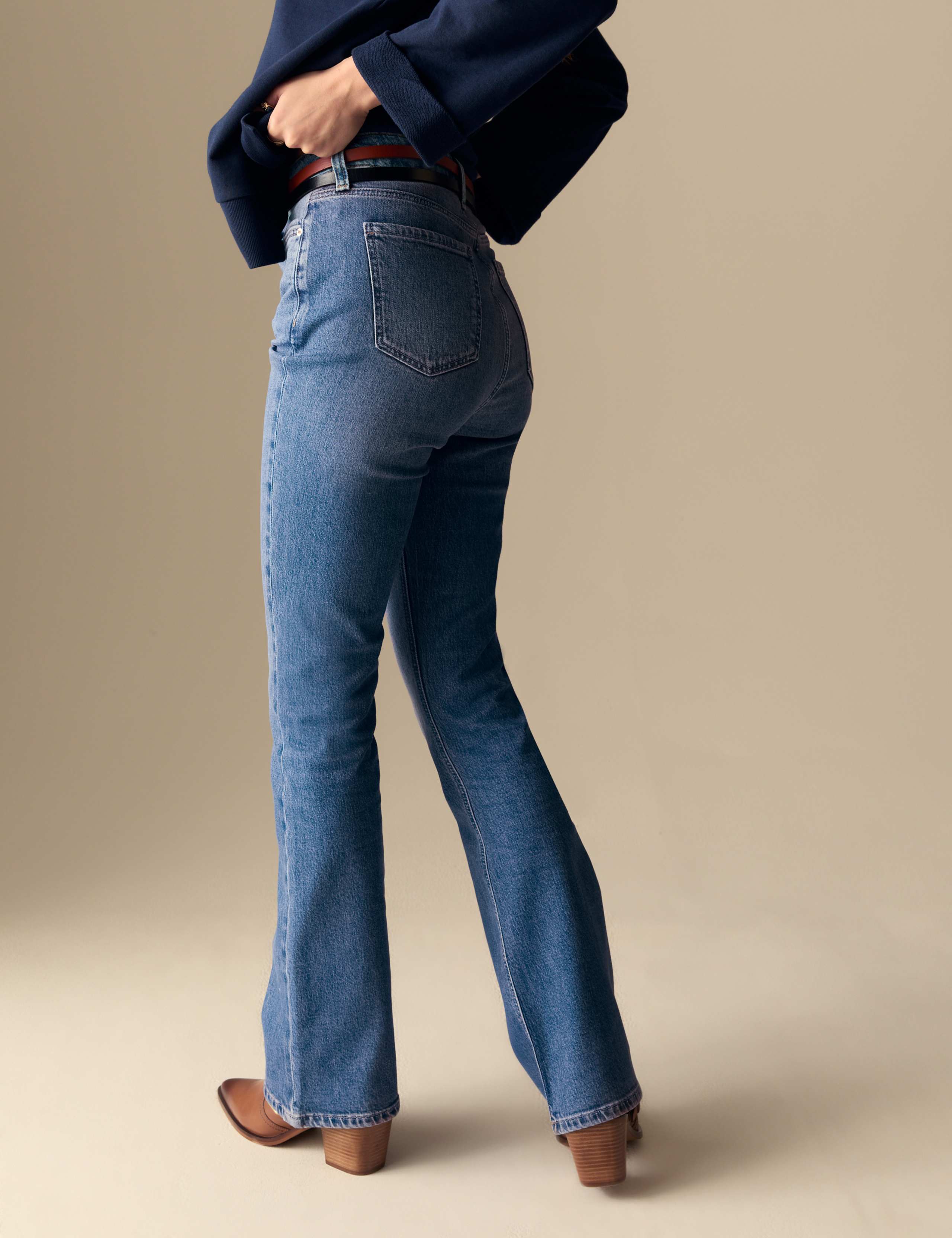 Cotton Rich High Waisted Flared Jeans 6 of 6