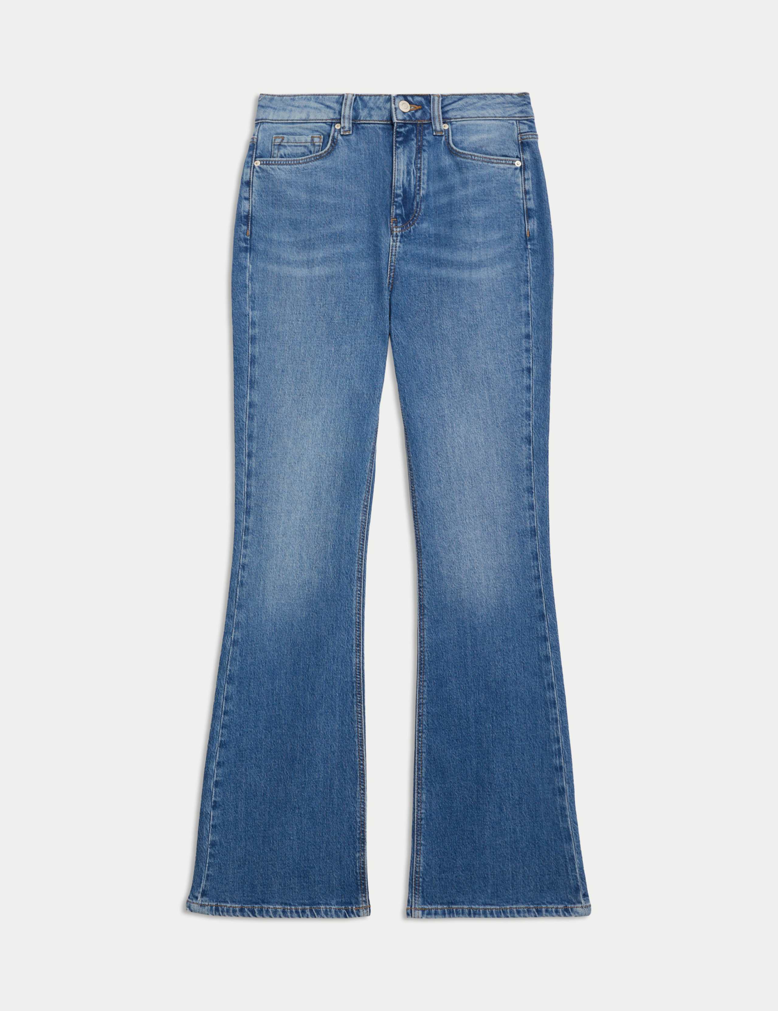 Cotton Rich High Waisted Flared Jeans 2 of 6