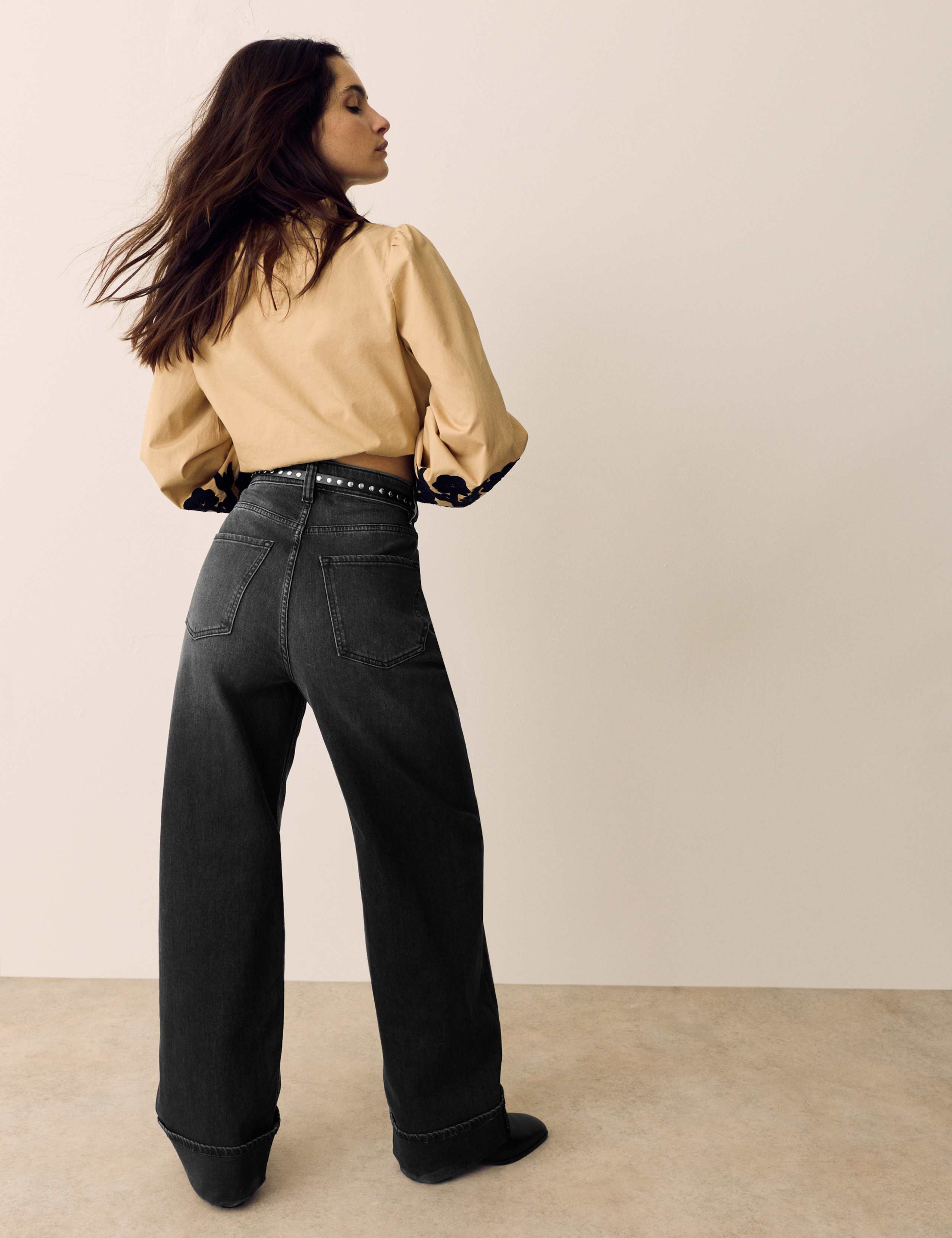 High Waisted Straight Leg Turn Up Jeans 4 of 6