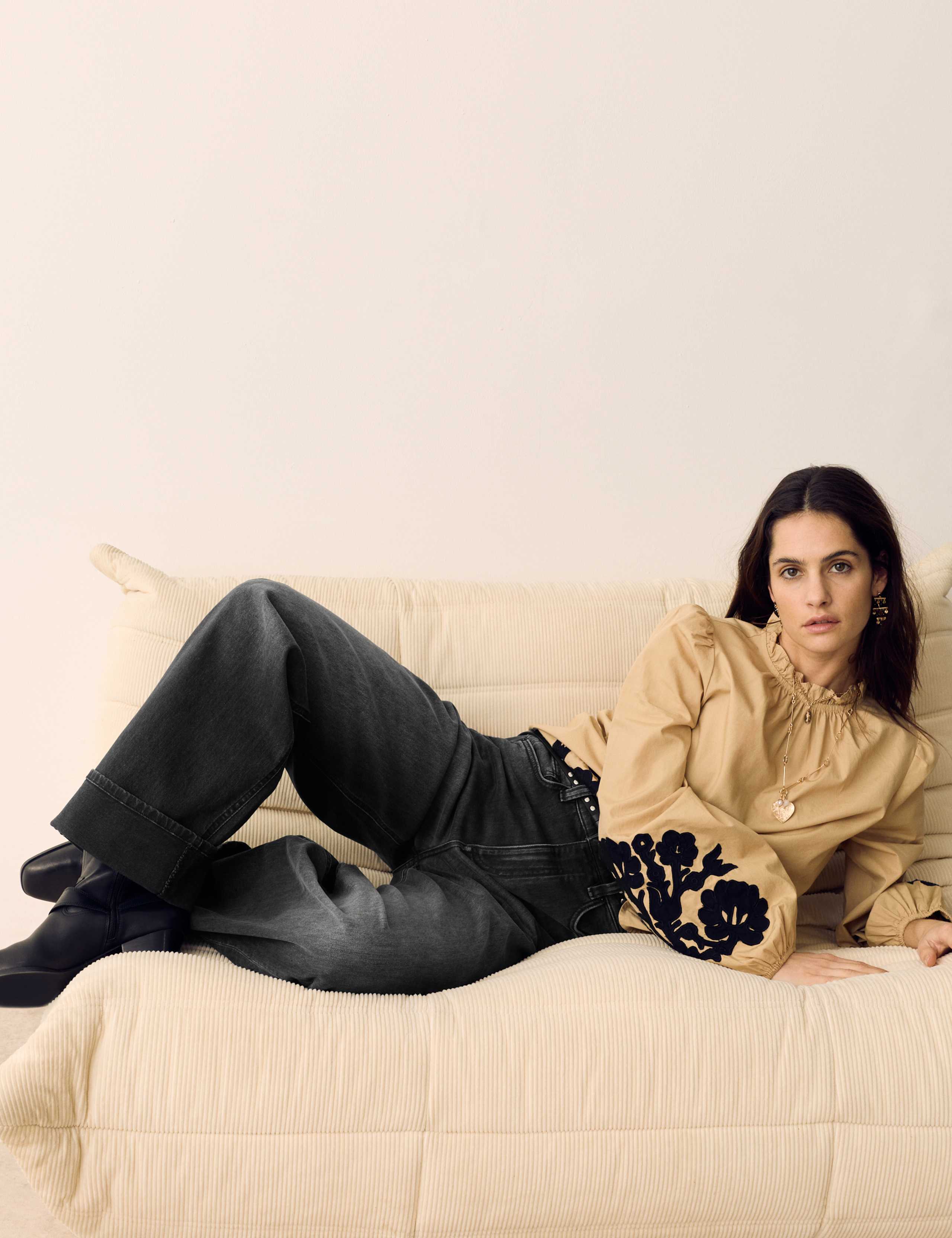 High Waisted Straight Leg Turn Up Jeans 5 of 6