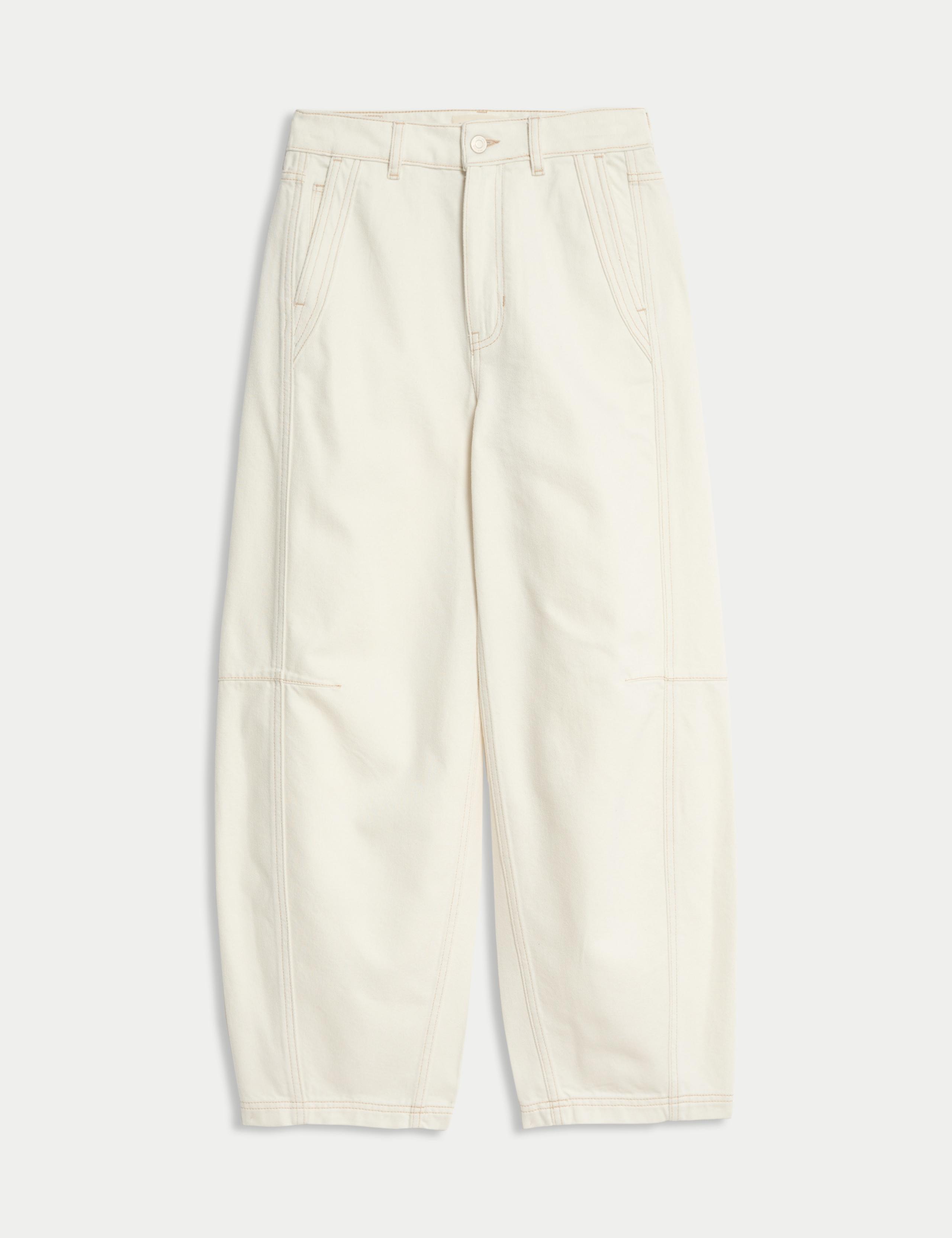 Lyocell Blend High Waisted Barrel Ankle Grazer Jeans 2 of 6