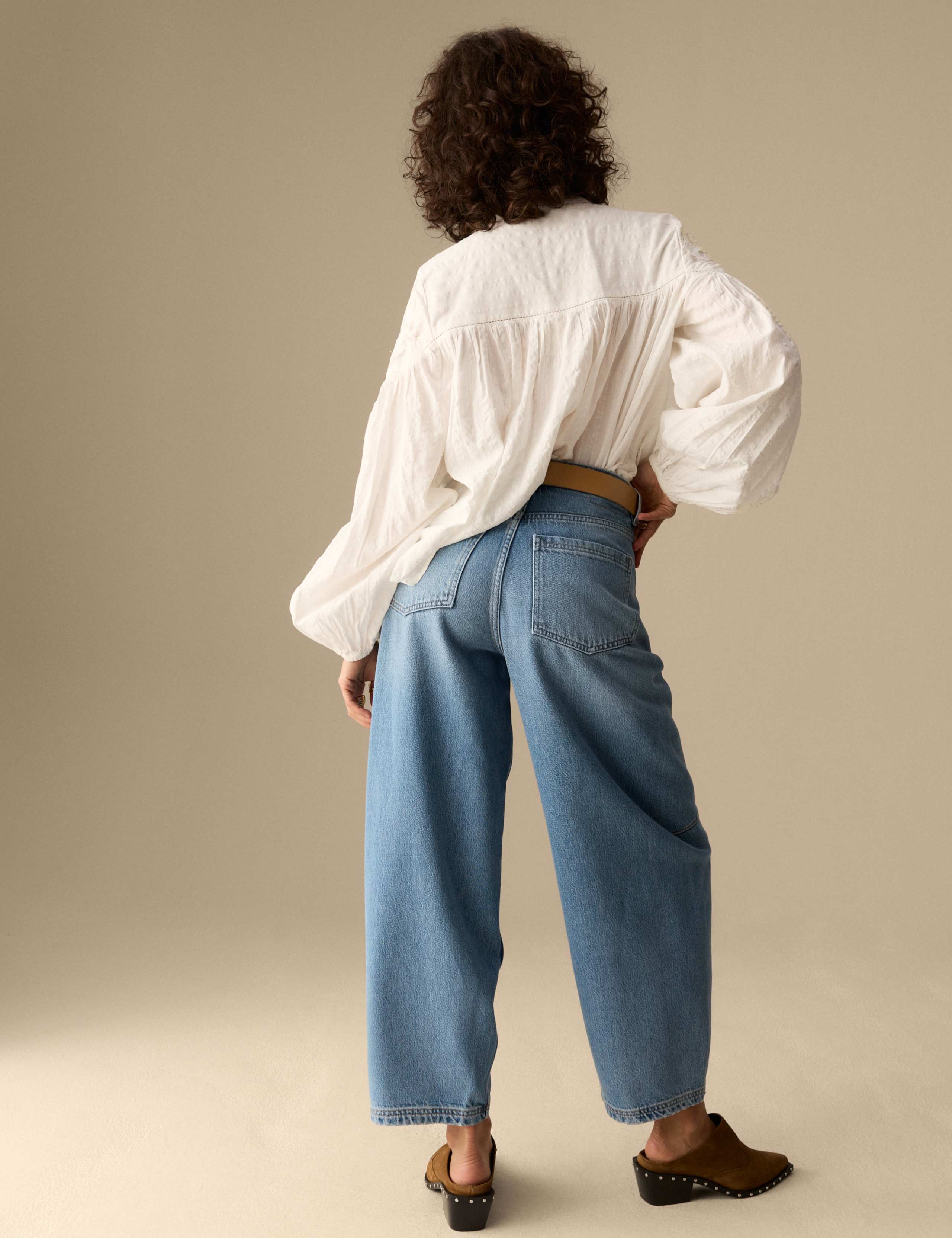 Lyocell Blend High Waisted Barrel Ankle Grazer Jeans 4 of 5
