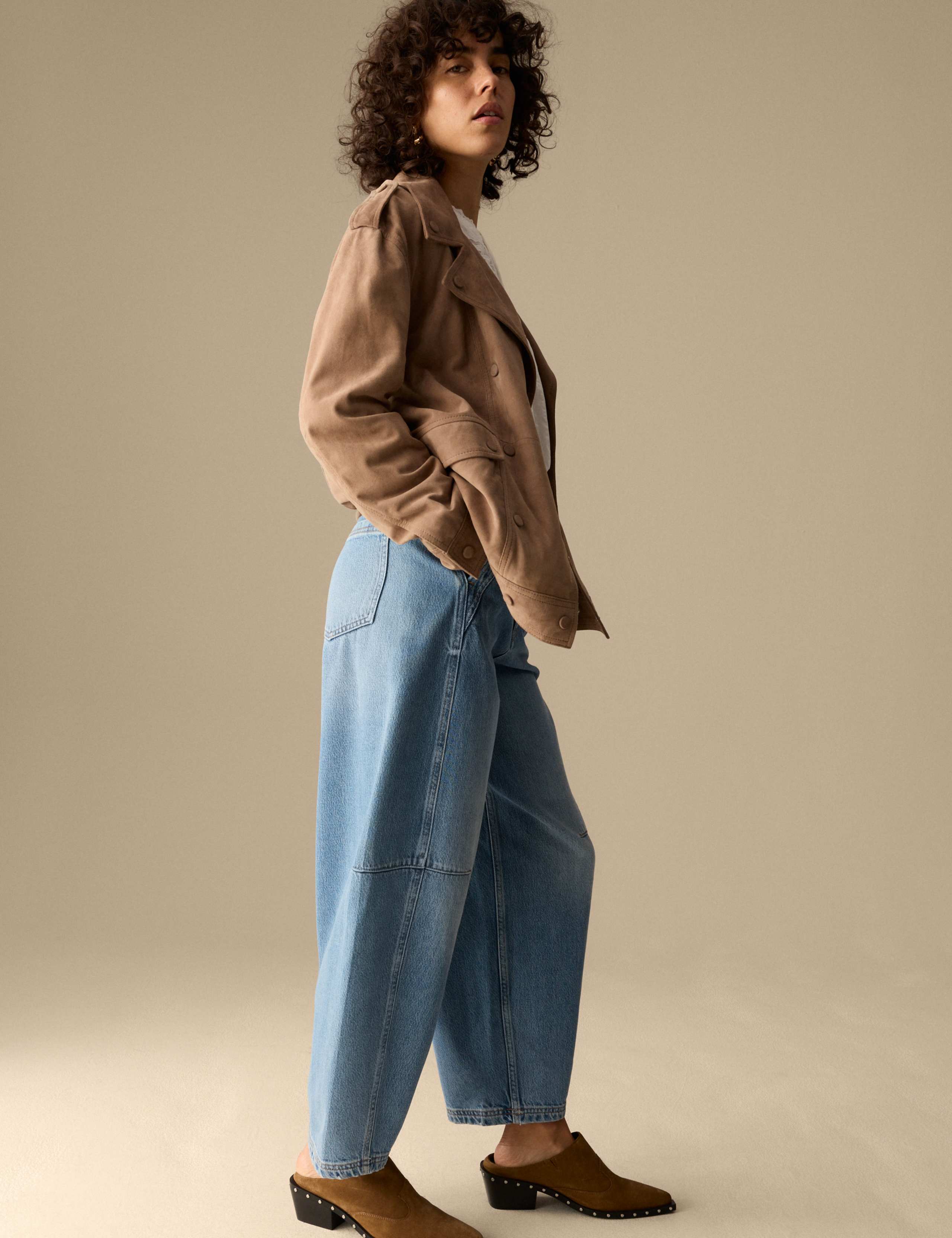 Lyocell Blend High Waisted Barrel Ankle Grazer Jeans 5 of 5
