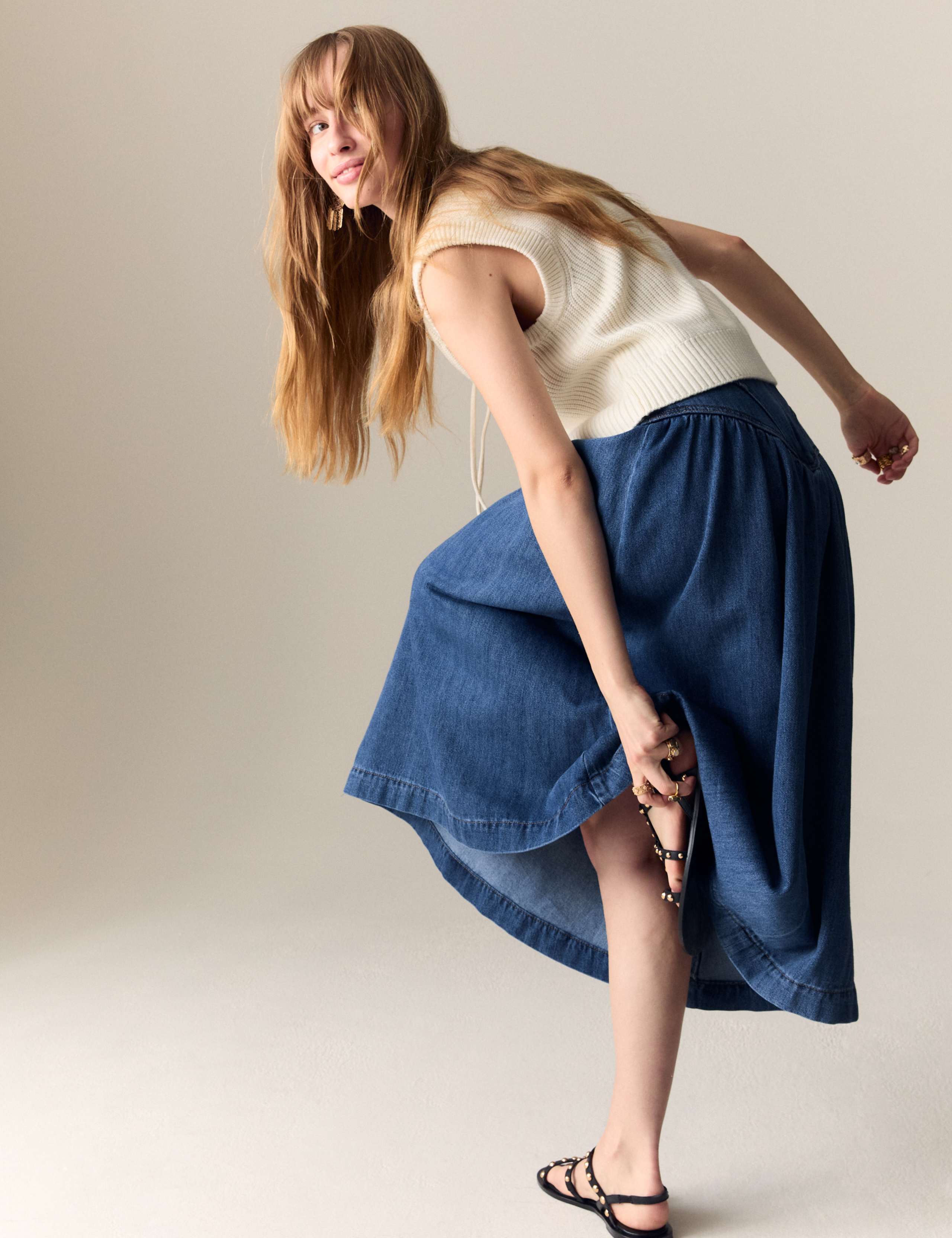 Denim Panelled Midaxi Skirt 4 of 6
