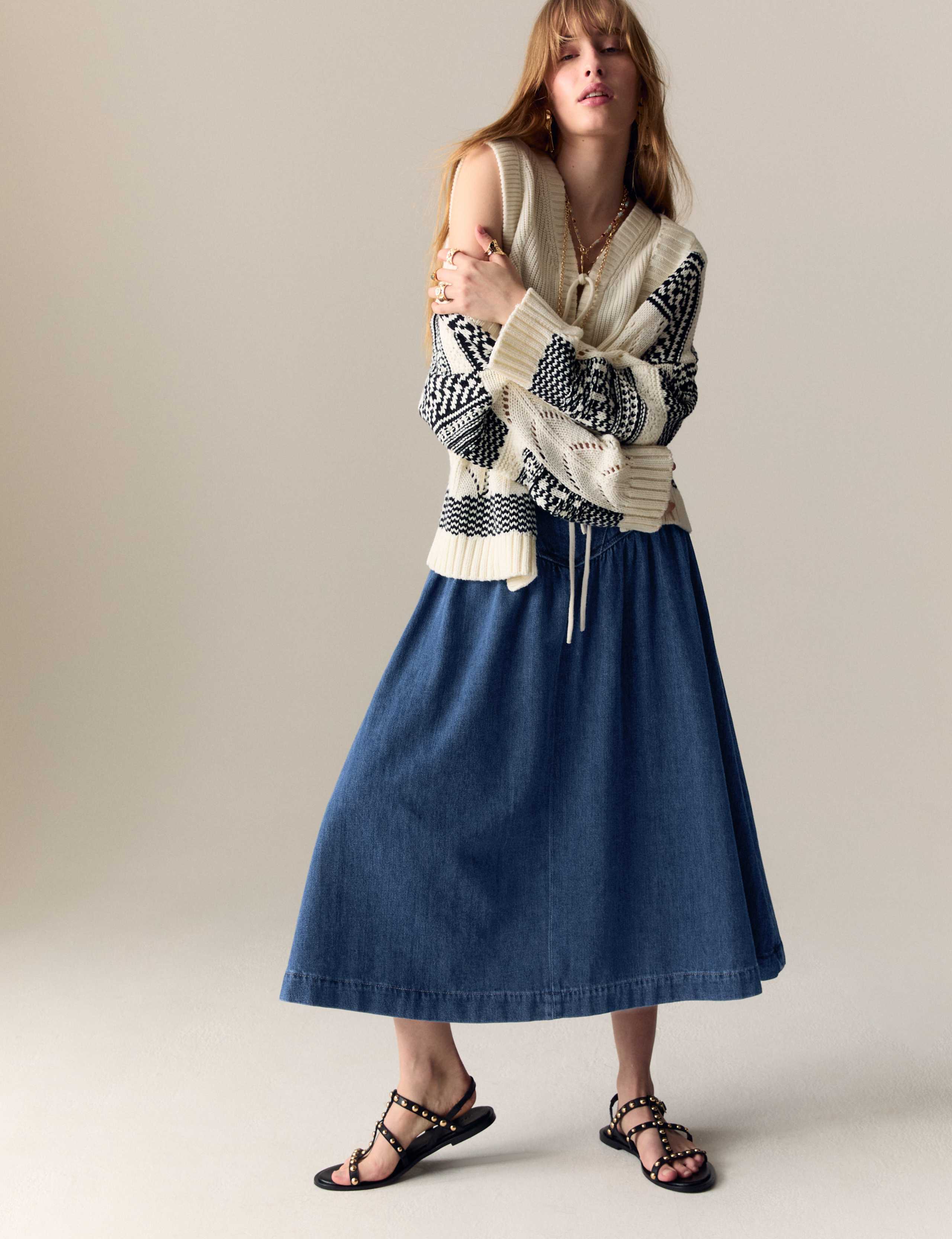 Denim Panelled Midaxi Skirt 5 of 6