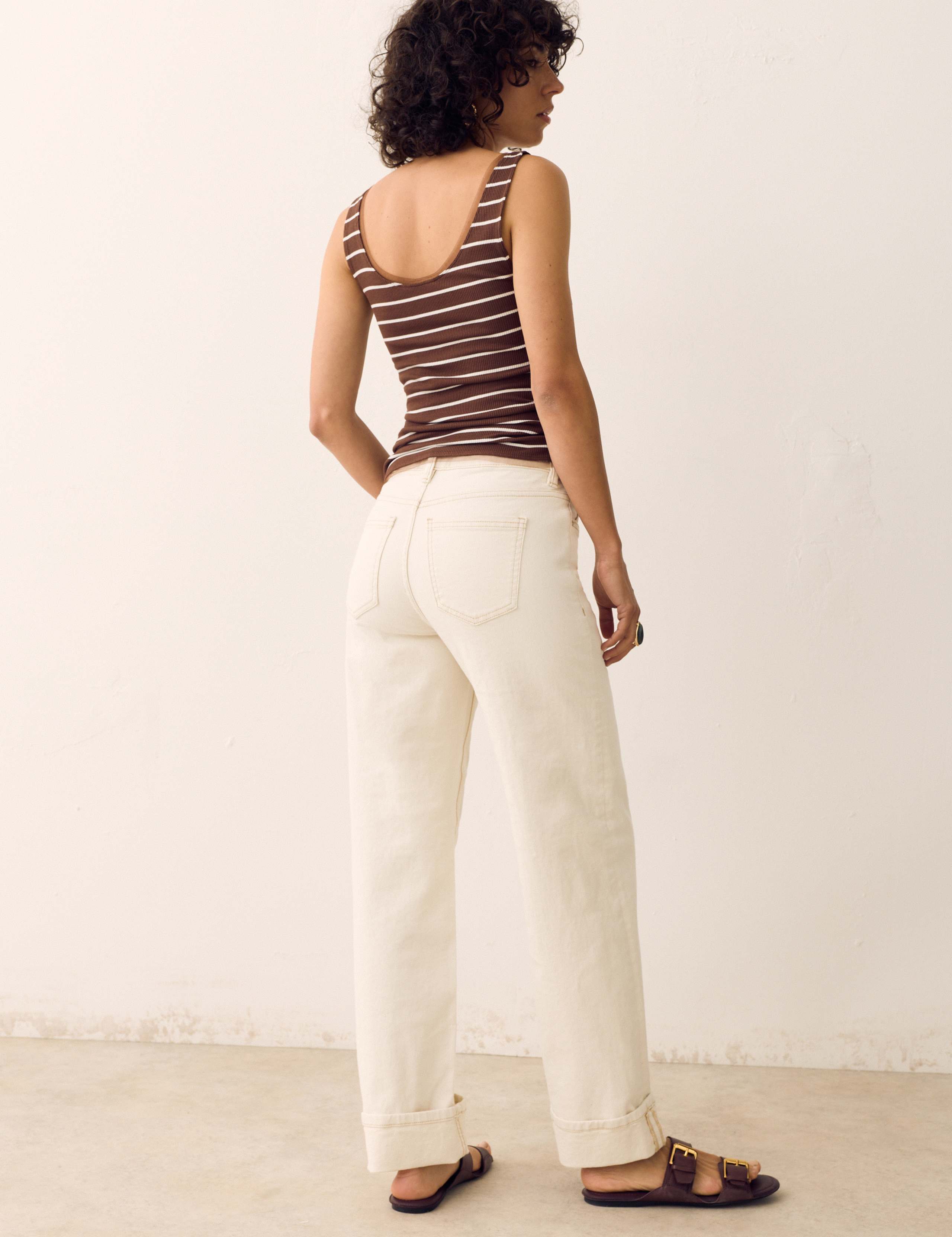 High Waisted Straight Leg Turn Up Jeans 5 of 6