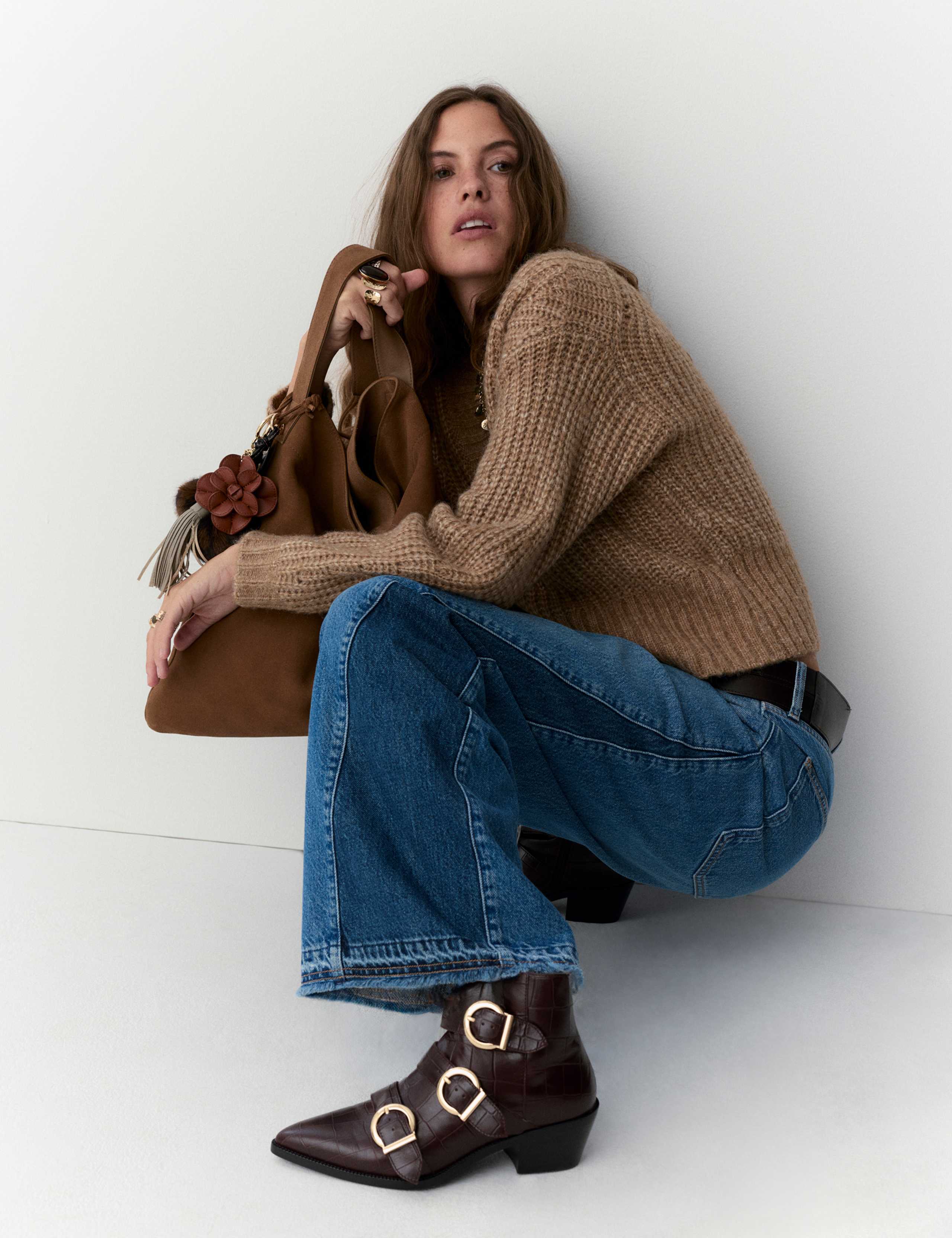 High Waisted Two Tone Wide Leg Jeans 3 of 5