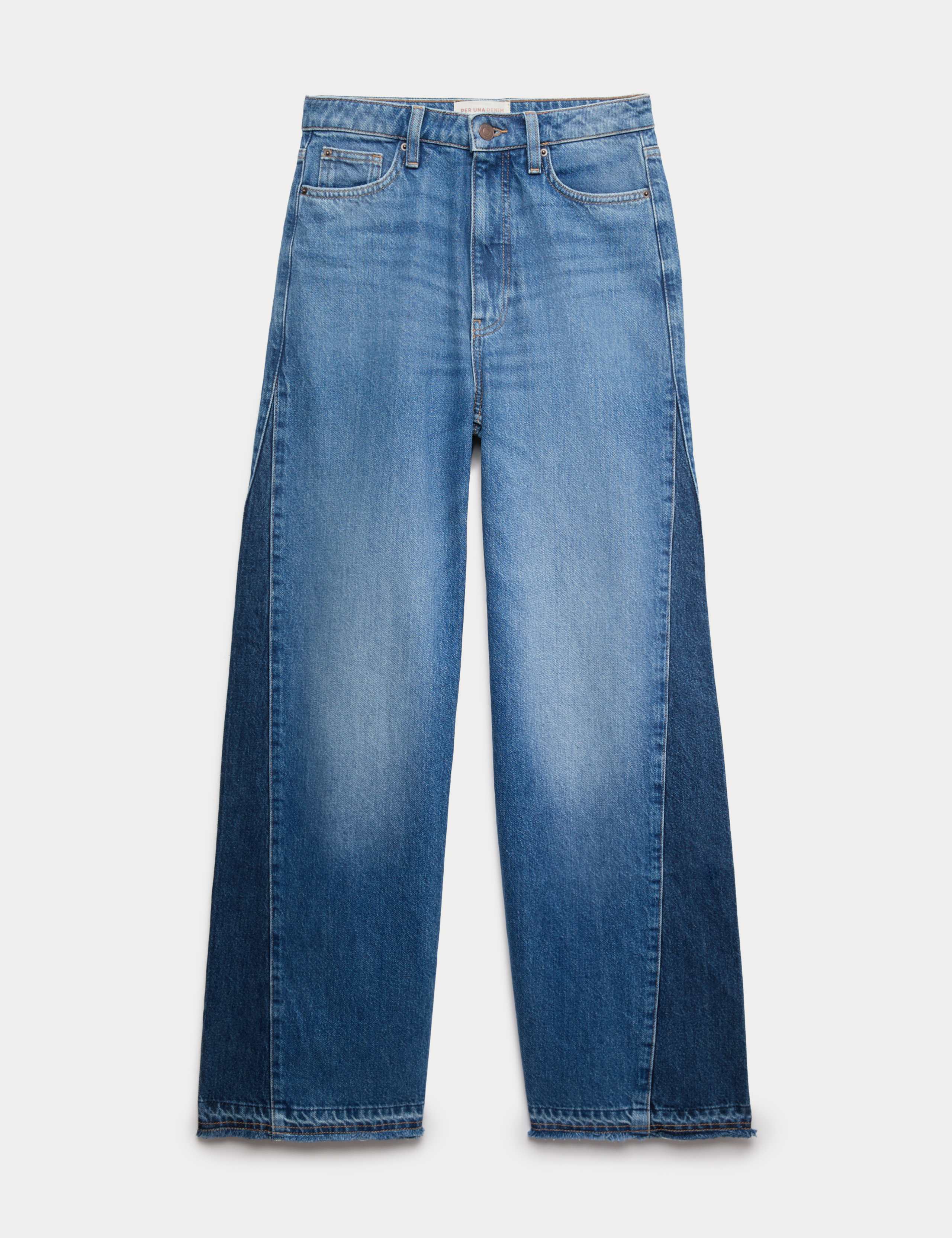 High Waisted Two Tone Wide Leg Jeans 2 of 5