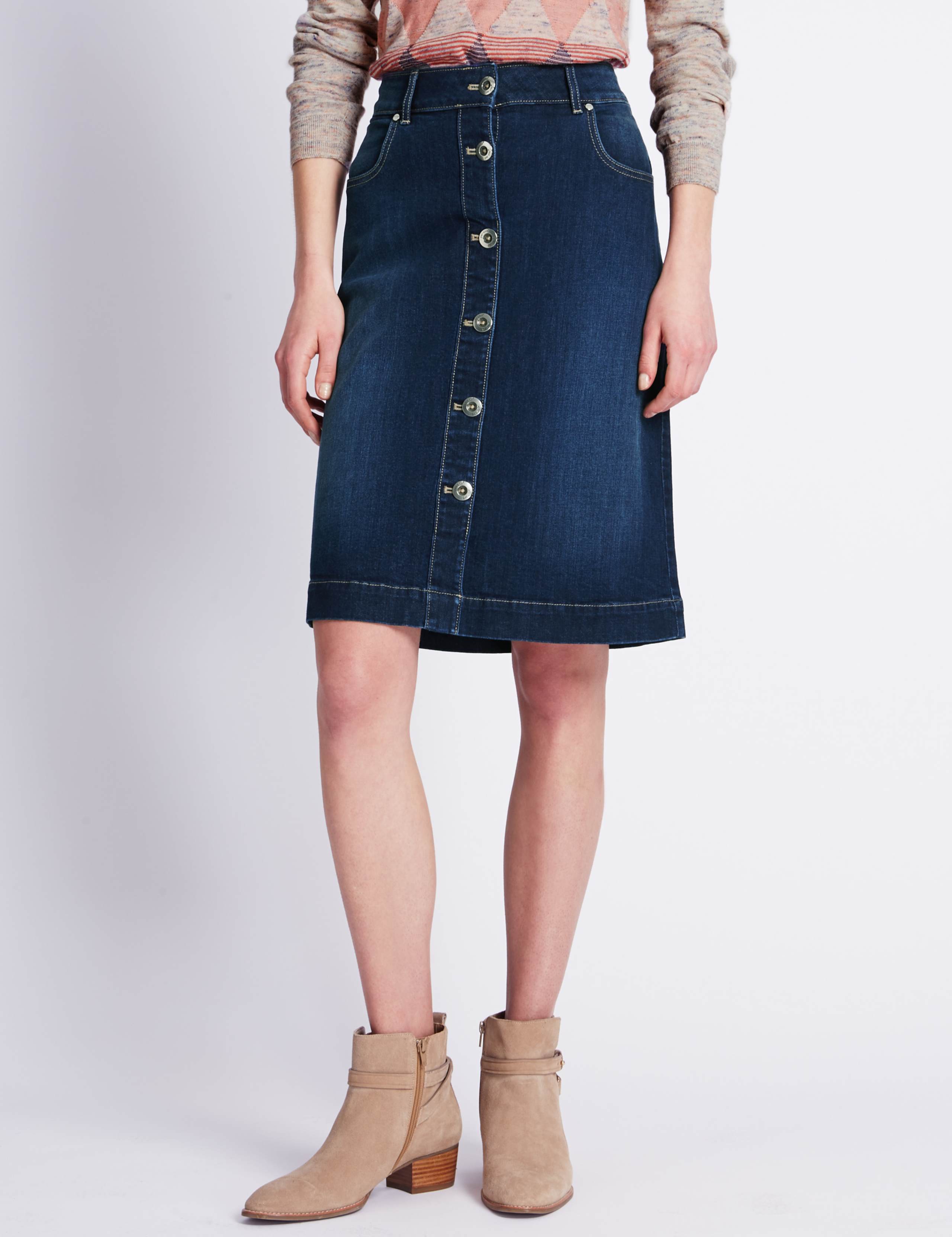 Denim A-Line Skirt 1 of 3