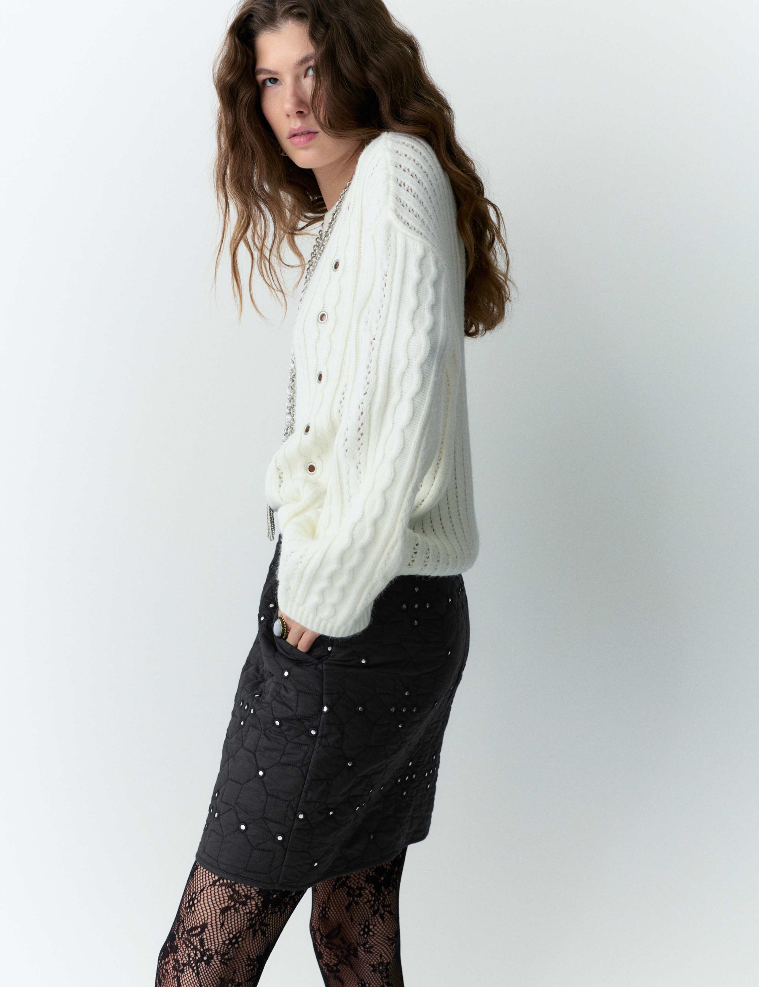 Mirror Quilted Embellished Mini Skirt 5 of 5