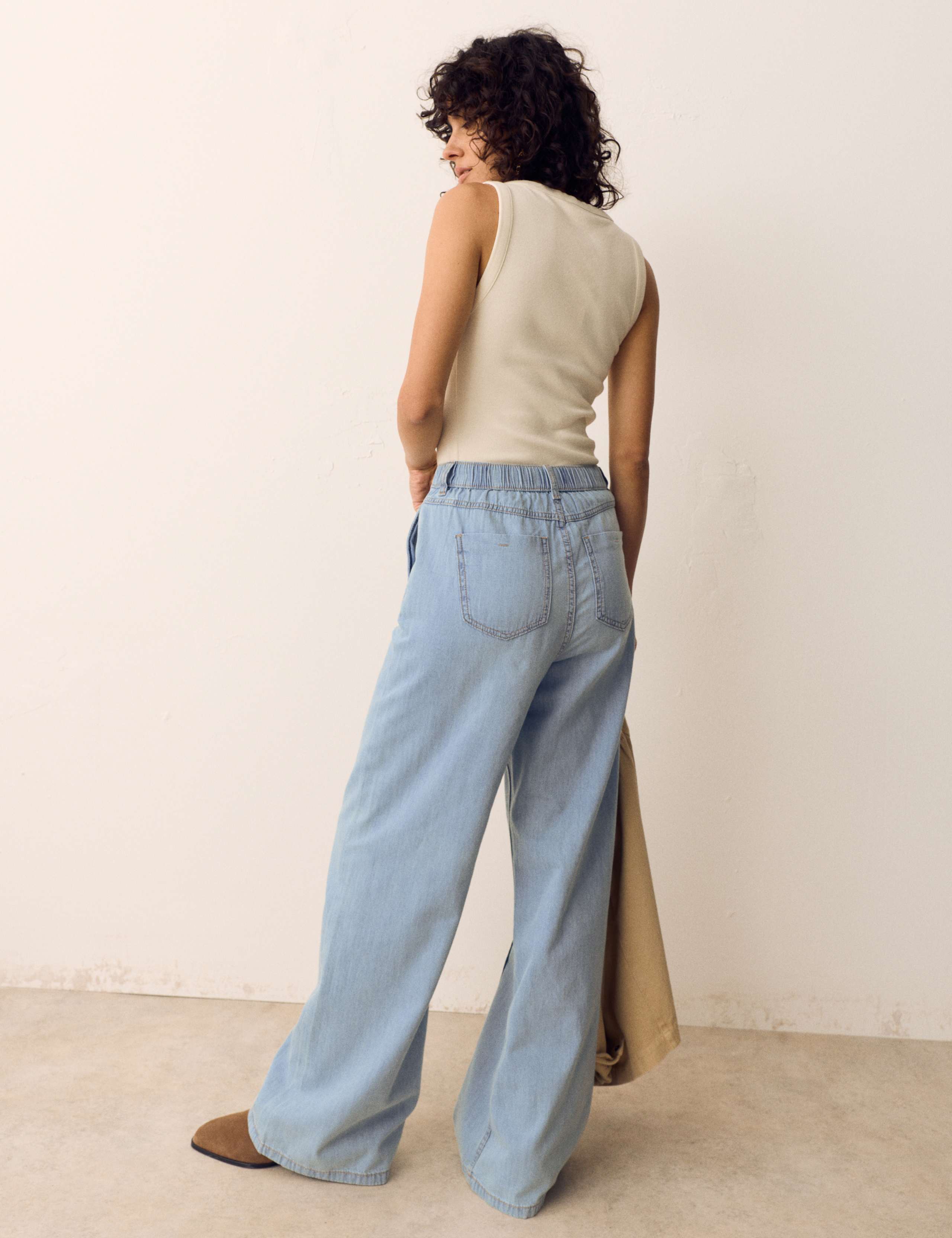 Denim Pintuck Wide Leg Jeans 5 of 5