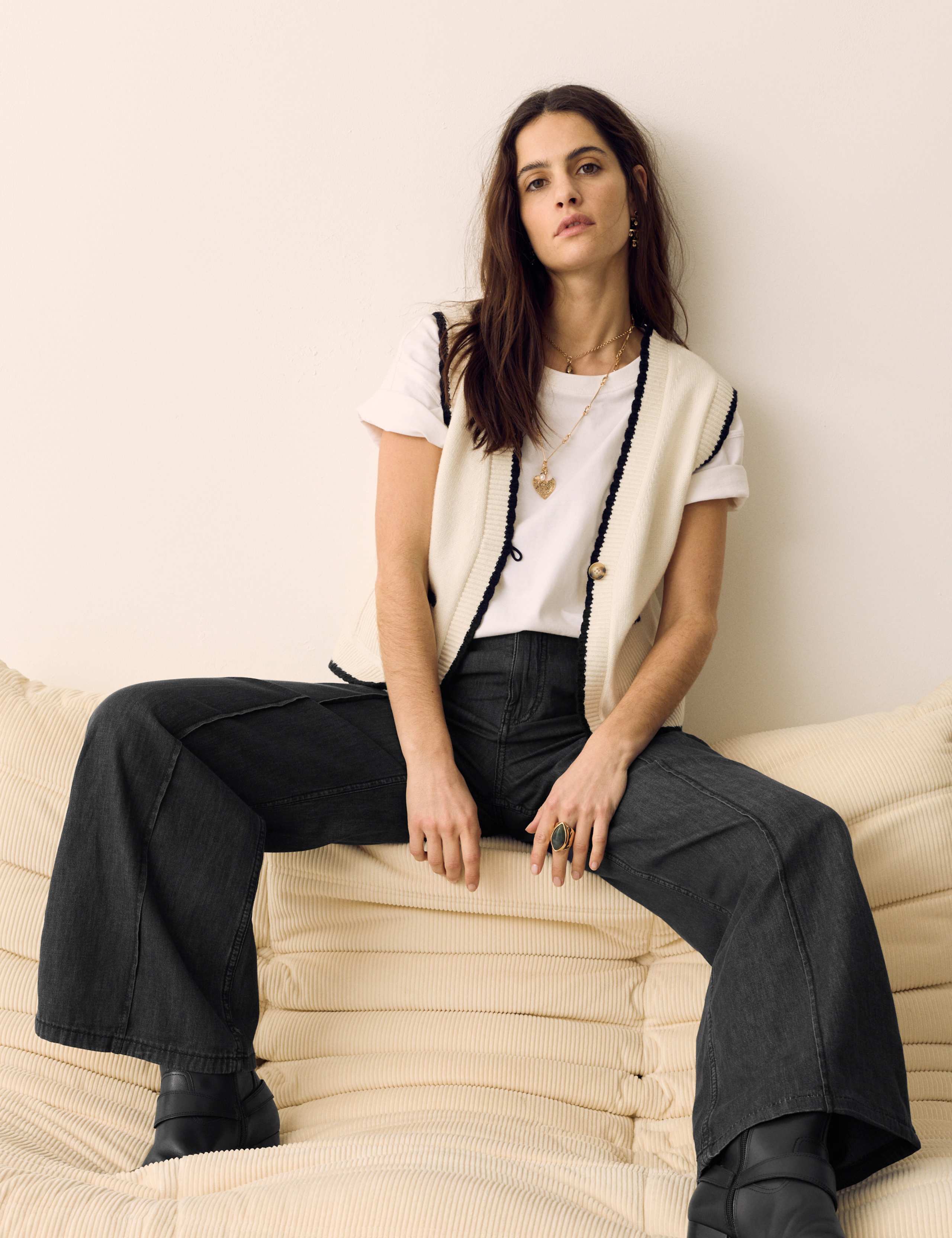 Denim Pintuck Wide Leg Jeans 3 of 5