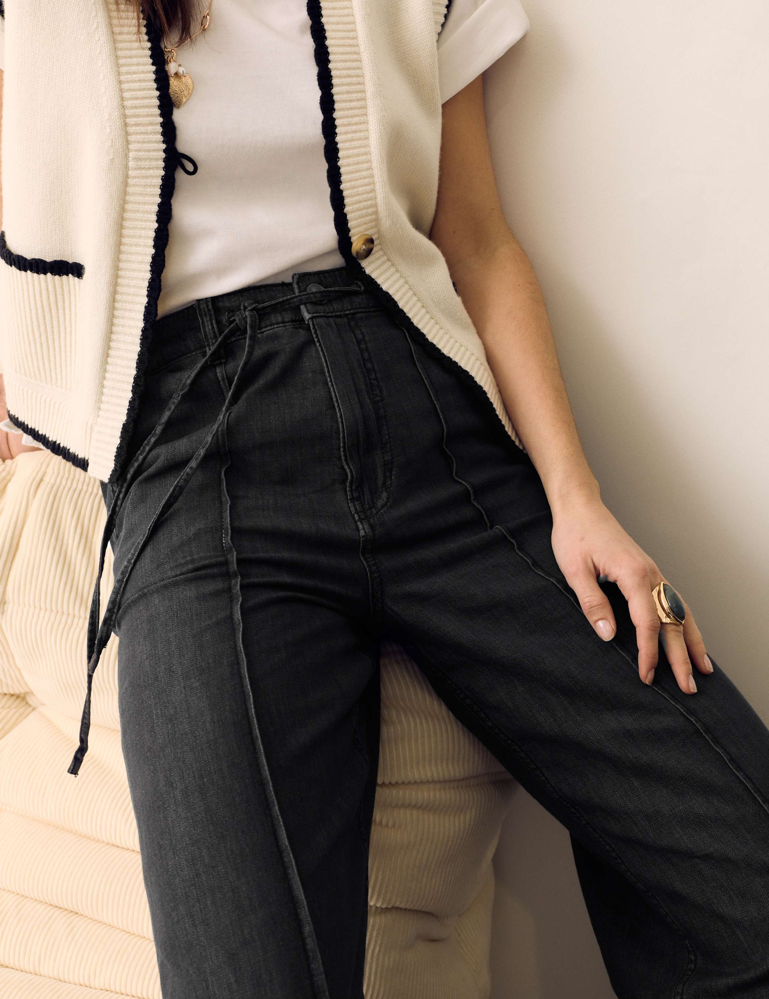 Denim Pintuck Wide Leg Jeans 5 of 5