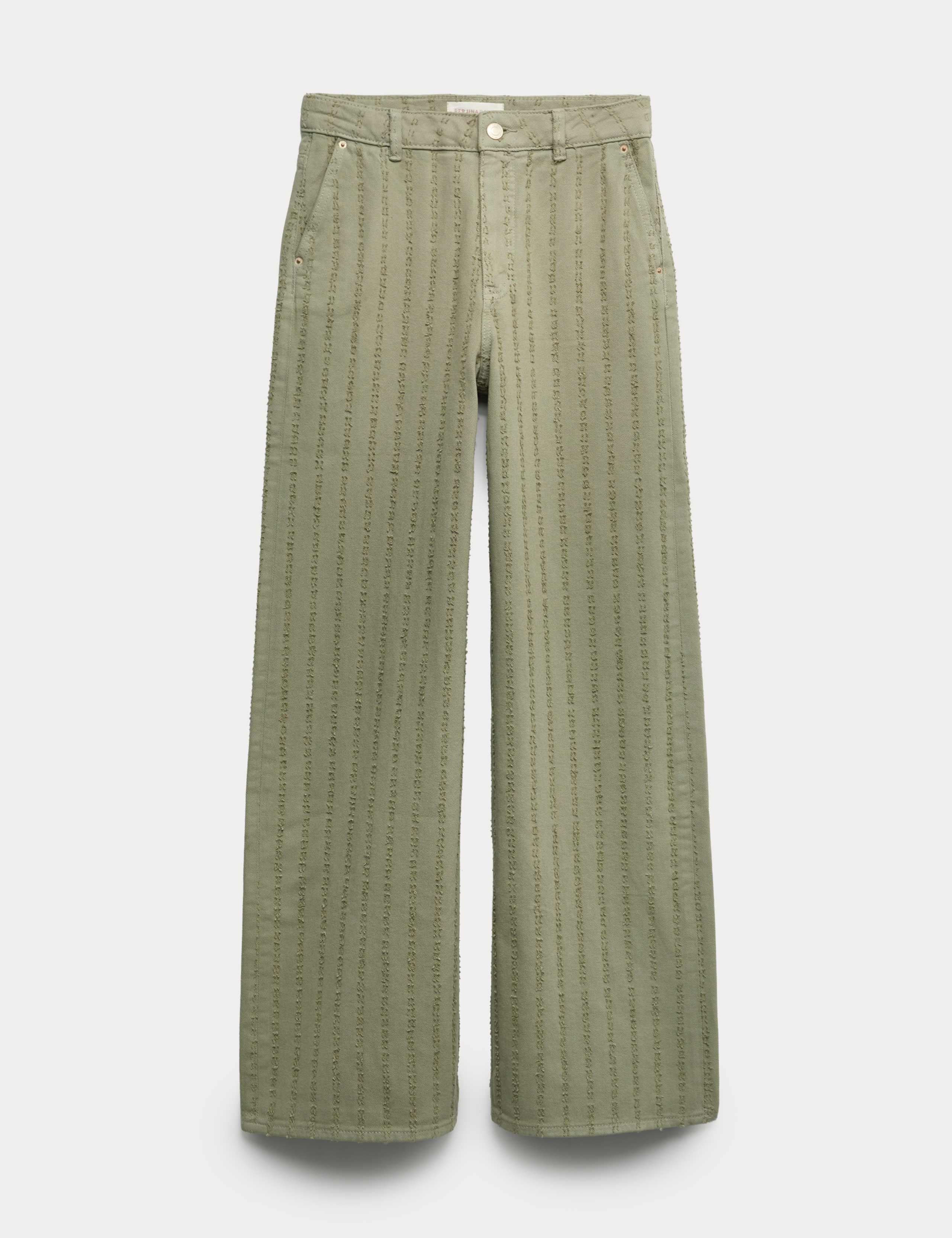 Pure Cotton Textured Denim Wide Leg Jeans 2 of 6