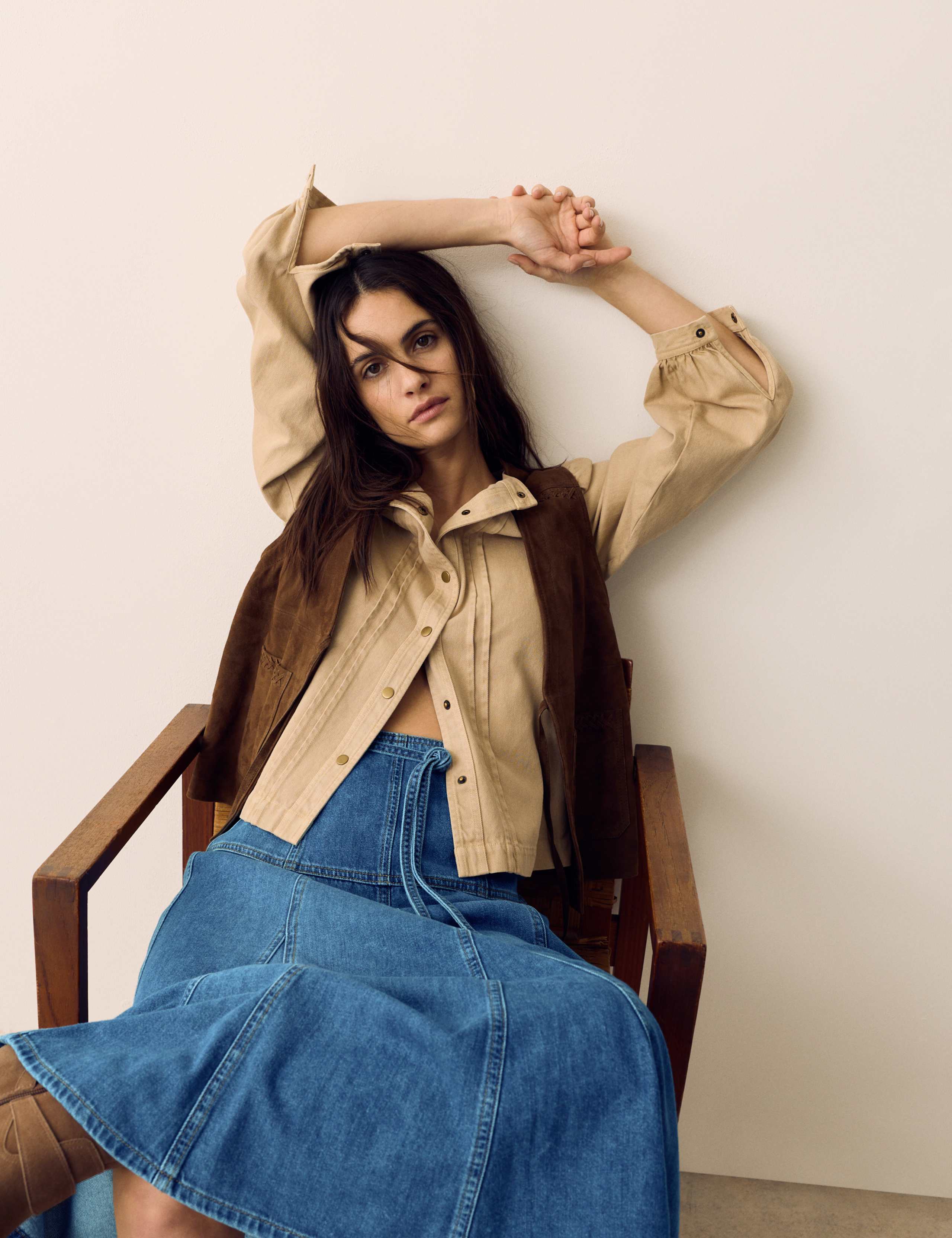 Denim Tie Waist Midi Skirt 5 of 5