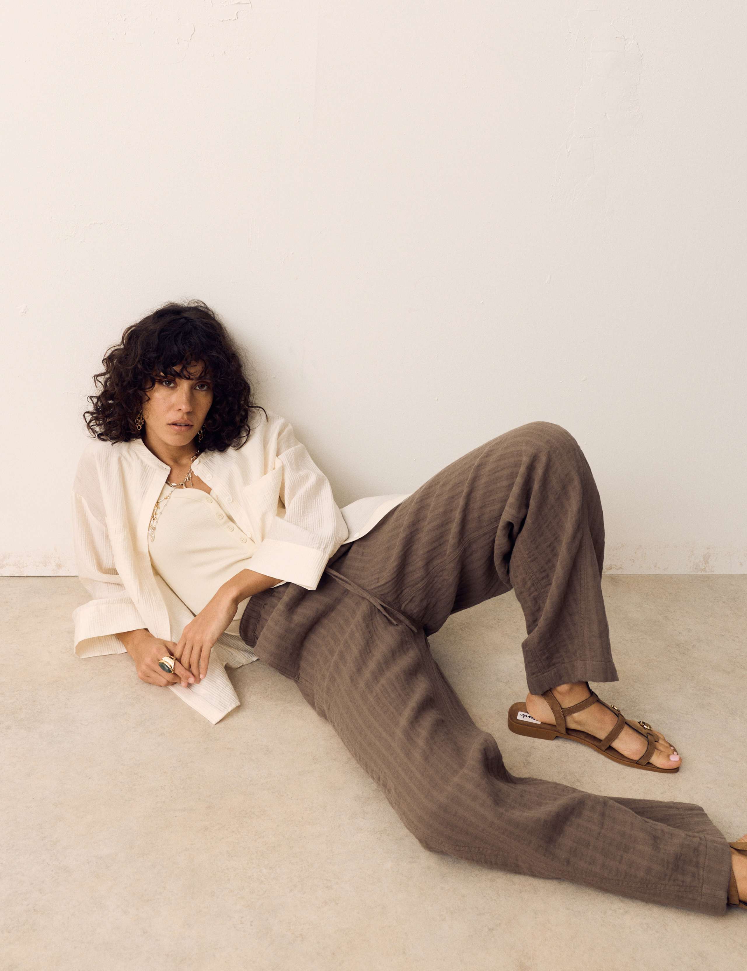 Striped Tapered Trousers with Linen 5 of 5