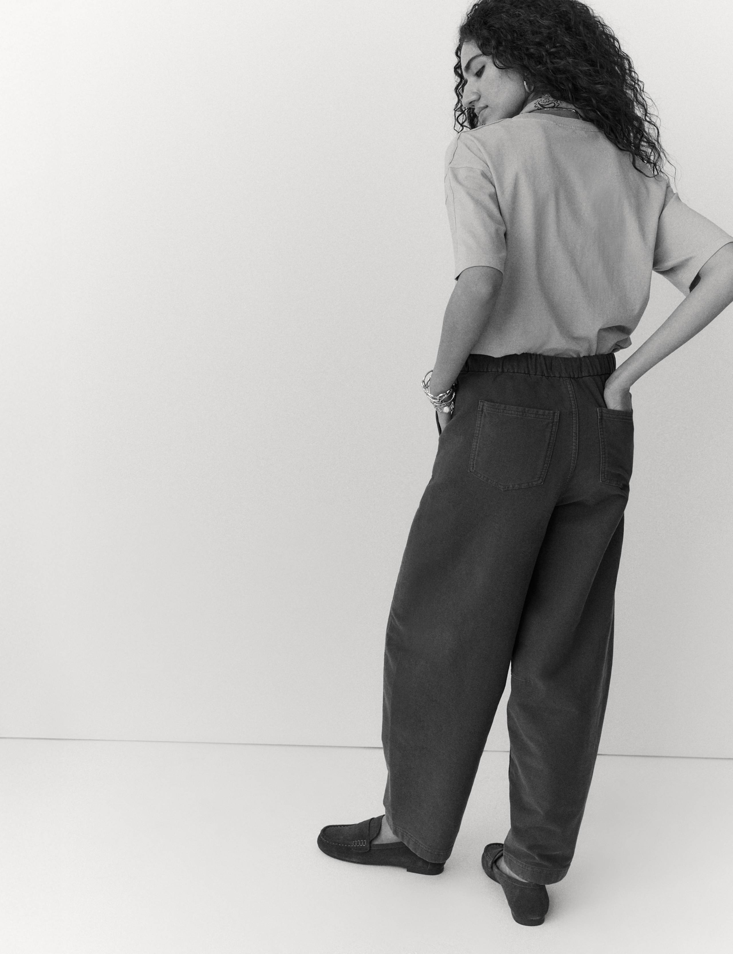 Cotton Rich Drawstring Barrel Leg Trousers 4 of 5